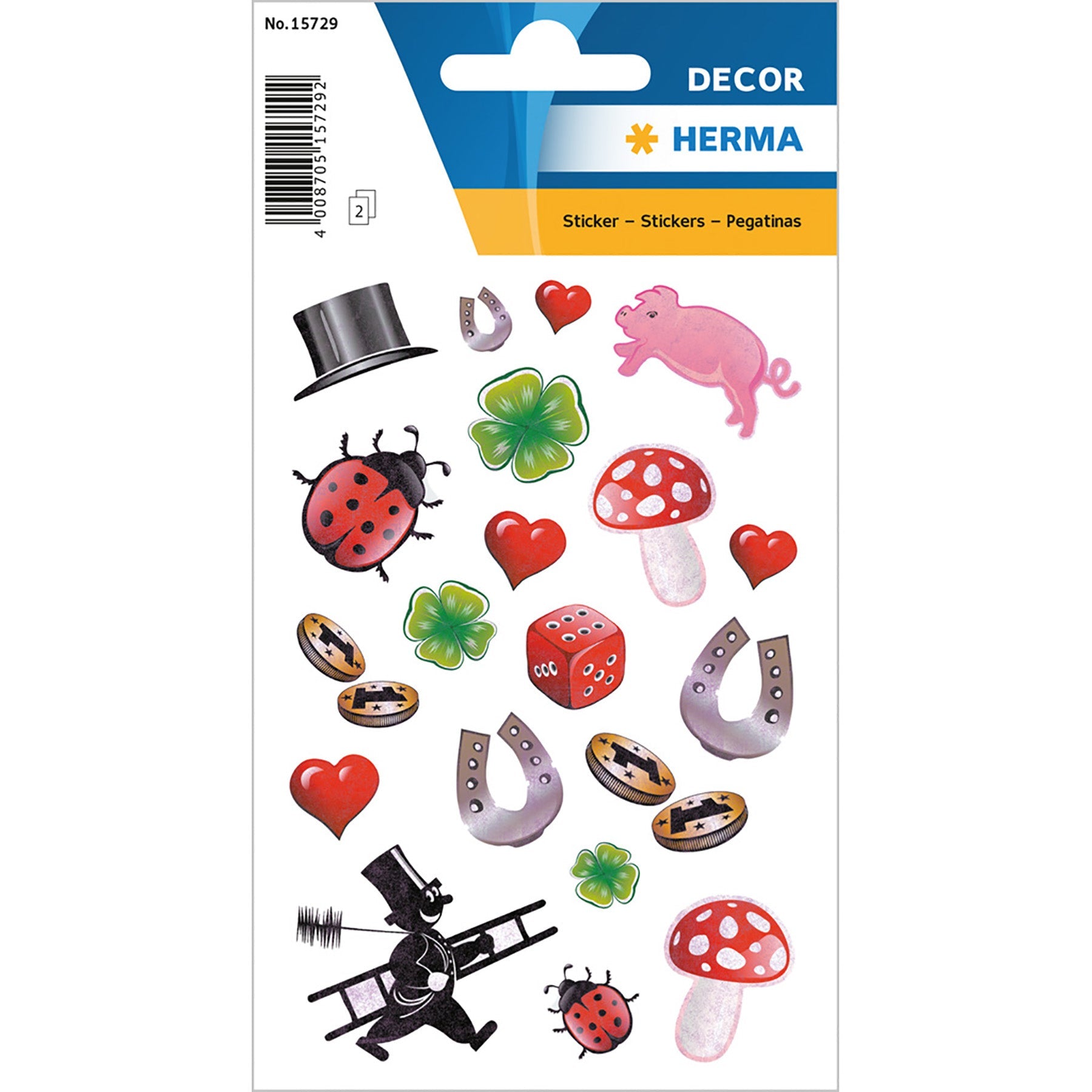 Herma Décor 2 Sheets Stickers Lucky Symbols 4.75x3.1in Sheet