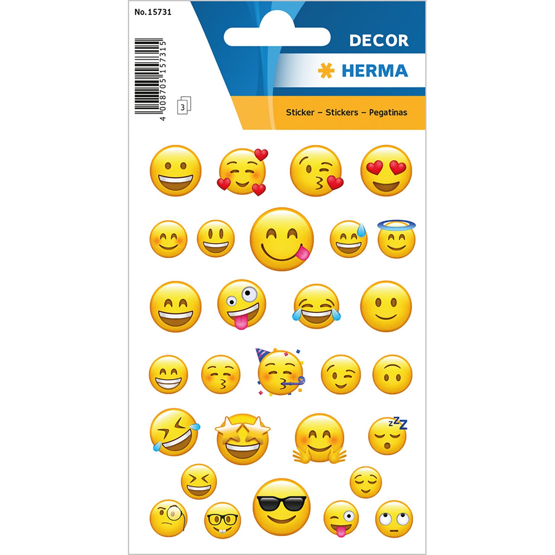 Herma Décor 3 Sheets Stickers Emojis 4.75x3.1in Sheet