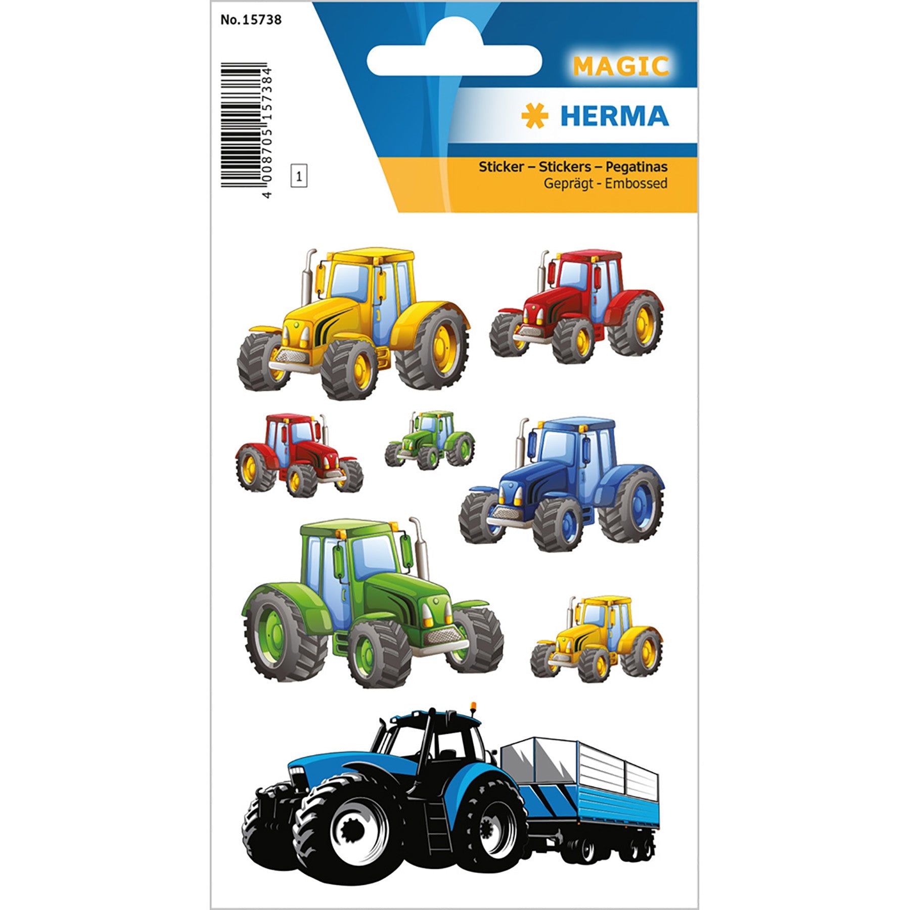 Herma Magic Stickers Tractor Race Embossed 4.75x3.1in Sheet