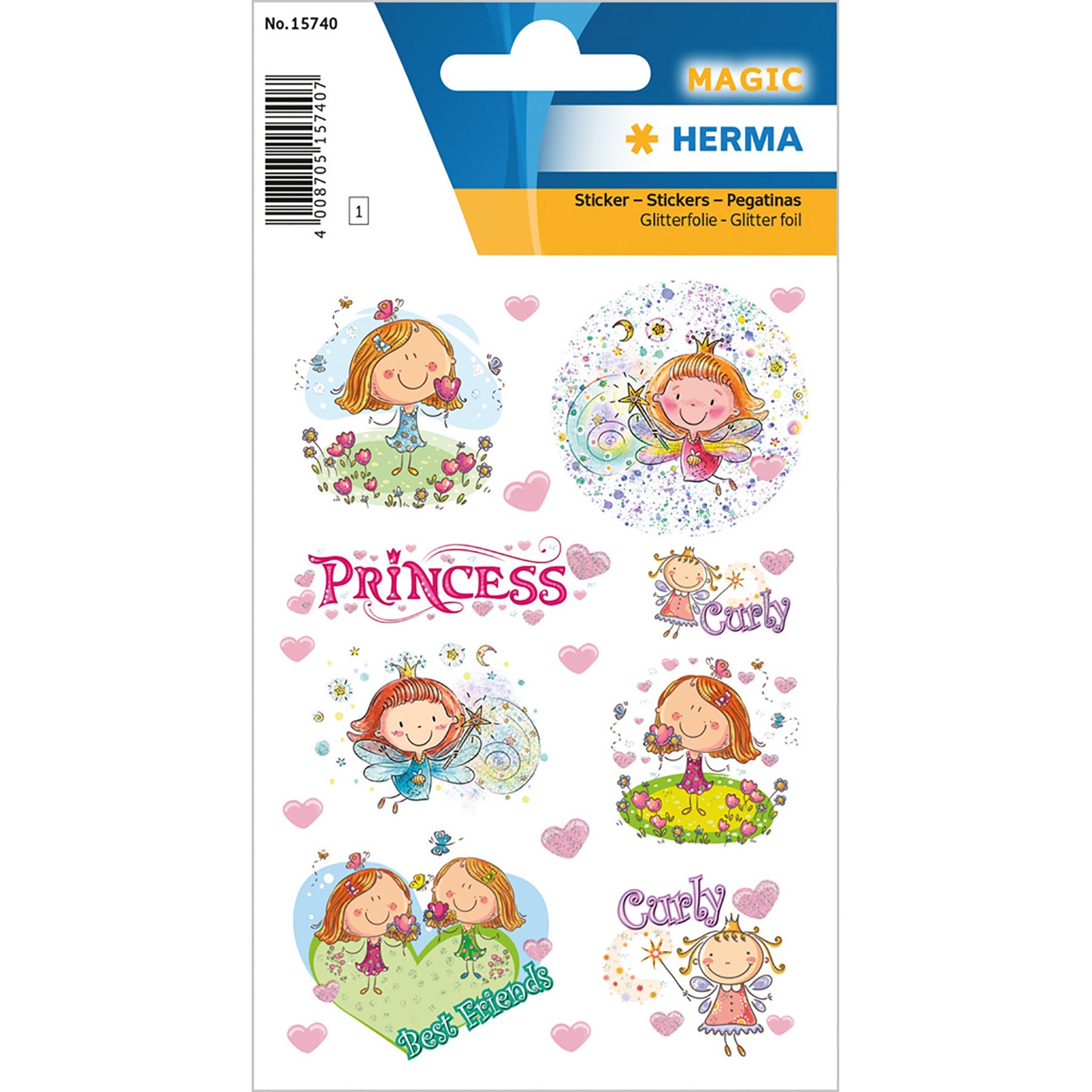 Herma Magic Stickers Princess Curly Glitter Foil 4.75x3.1in Sheet
