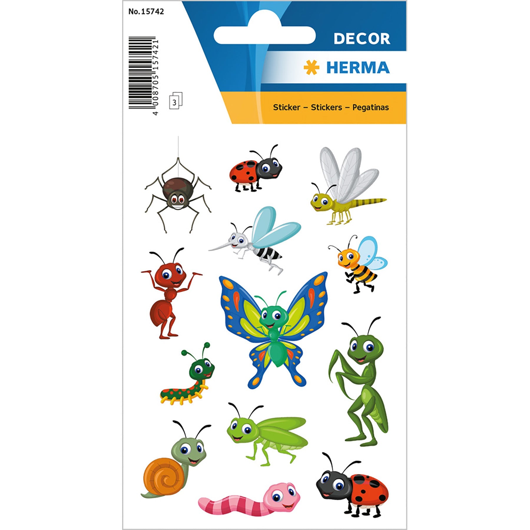Herma Décor 3 Sheets Stickers Little Crawlies 4.75x3.1in Sheet