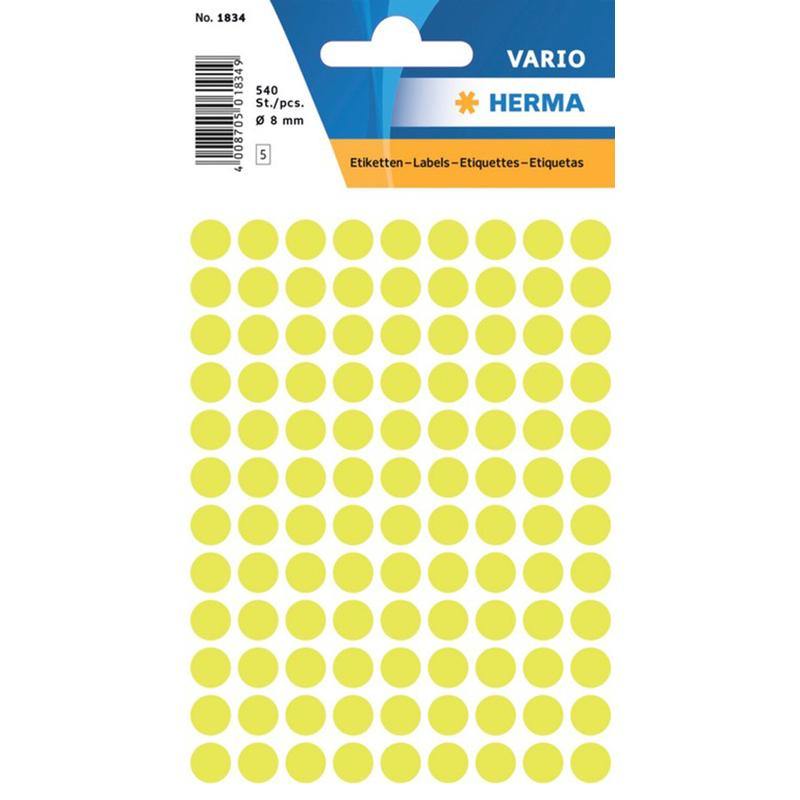 Vario Round Labels 8 Mm Dots Fluo Yellow - Dollar Max Dépôt