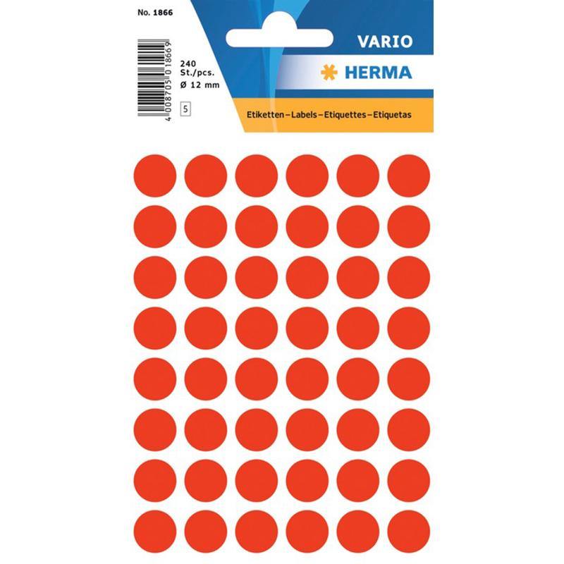Vario Round Labels 12 Mm Dots Fluo Red - Dollar Max Dépôt