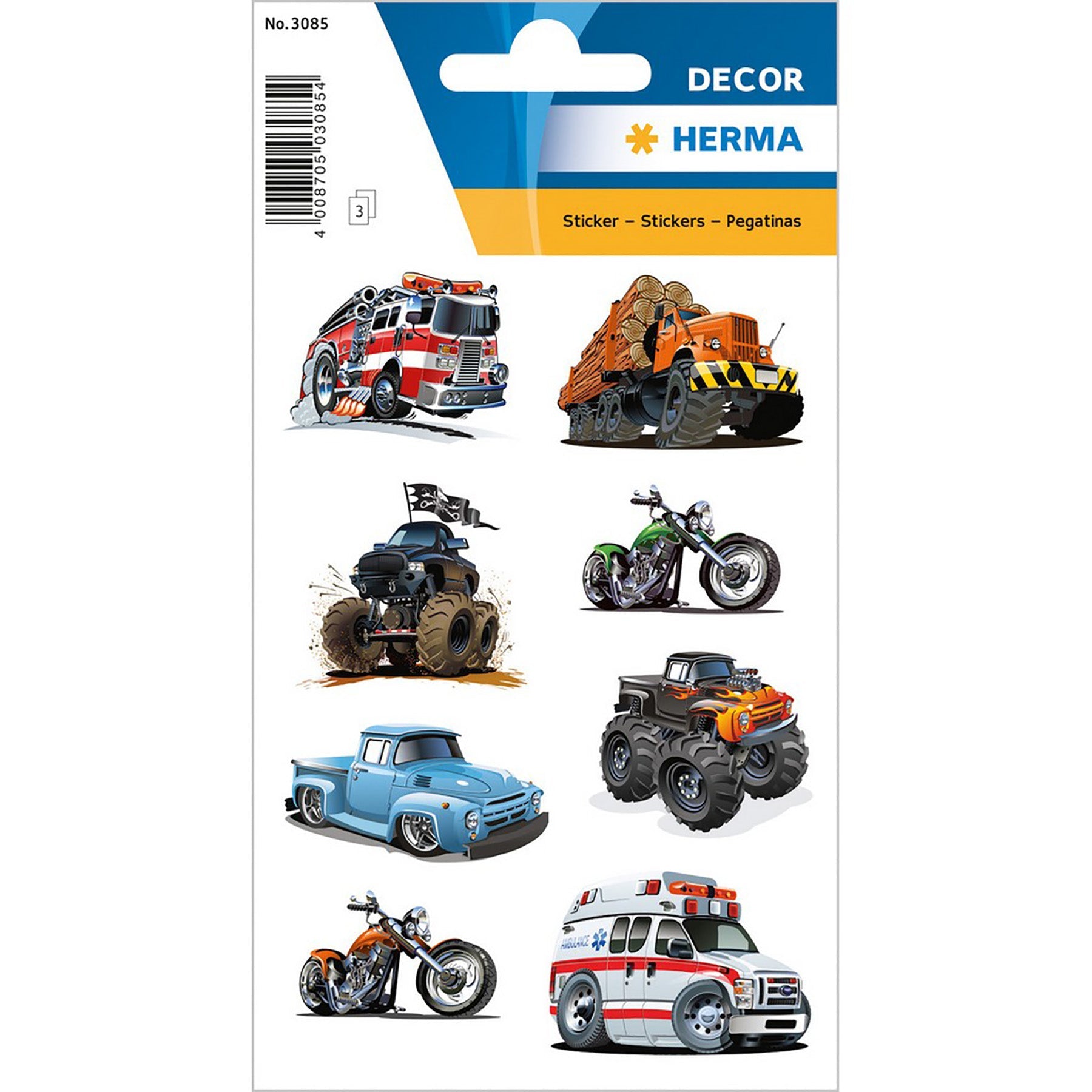 Herma Decor 3 Sheets Stickers American Cars 4.75x3.1in Sheet