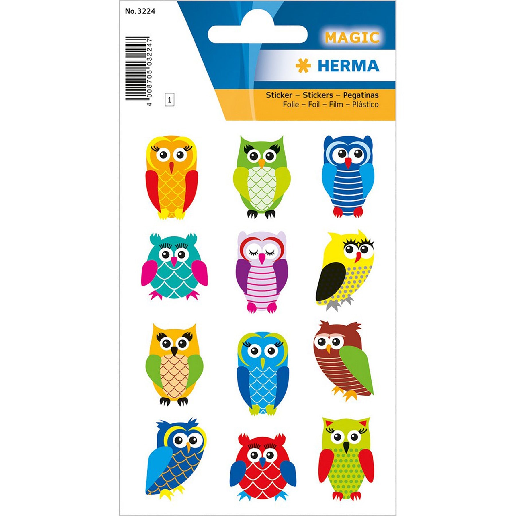 Herma Magic Stickers Owls Foil Glittery 4.75x3.1in Sheet