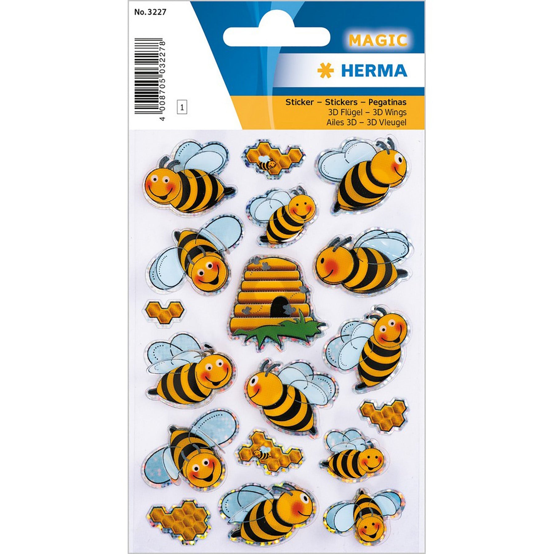 Herma Magic Stickers Bees 3D Wings 4.75x3.1in Sheet