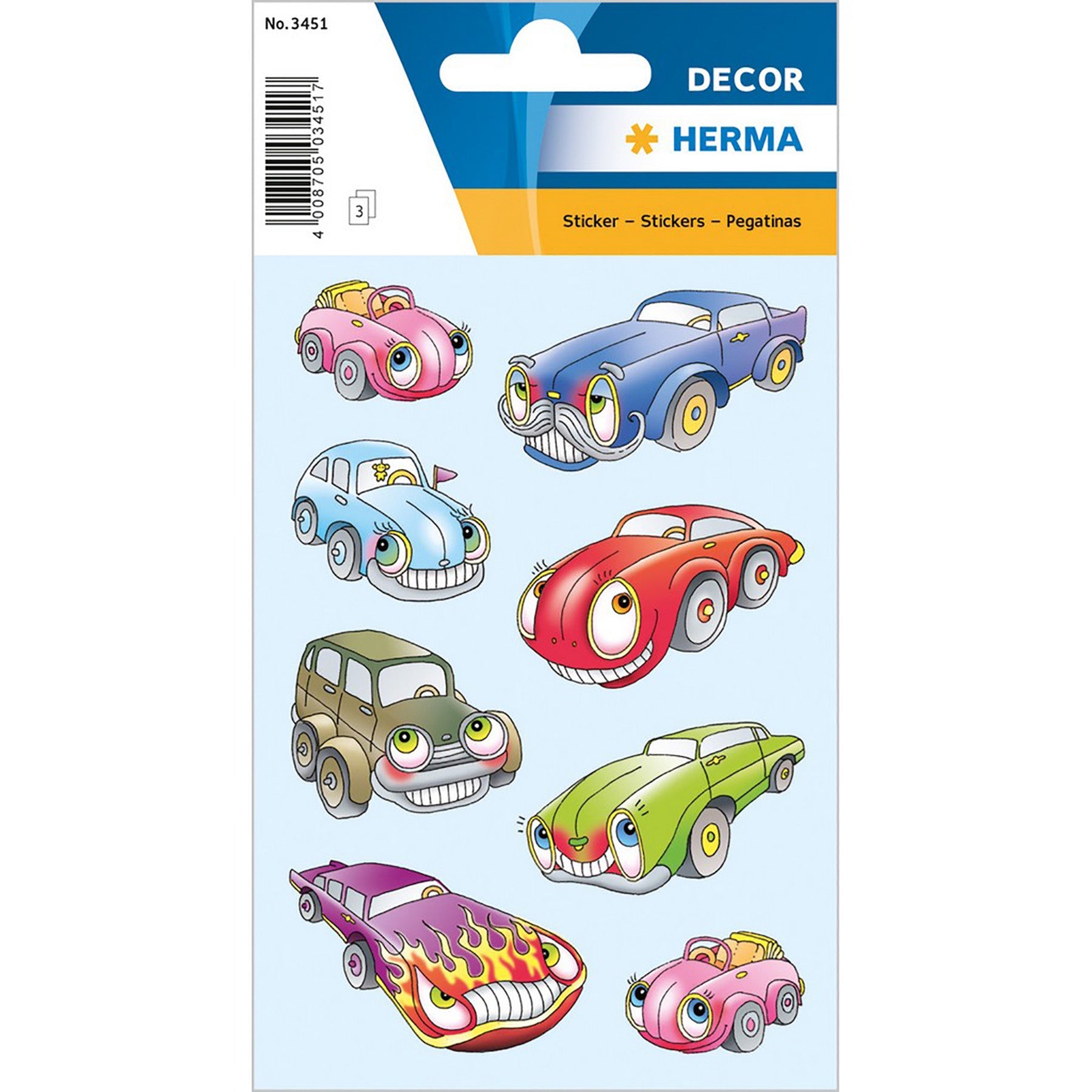 Herma Decor 3 Sheets Stickers Cars 4.75x3.1in Sheet