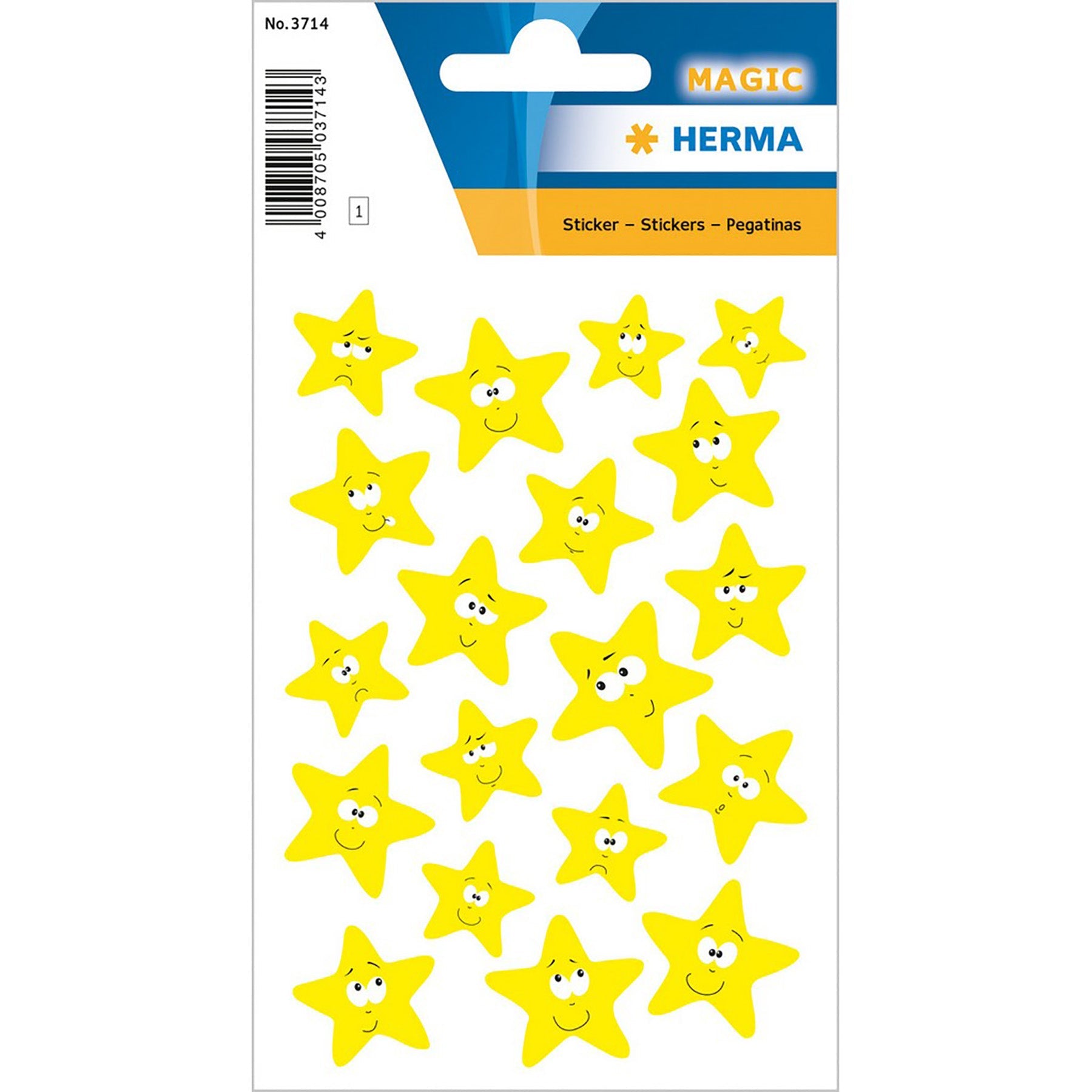 Herma Magic Stickers Stars Luminous Yellow 4.75x3.1in Sheet