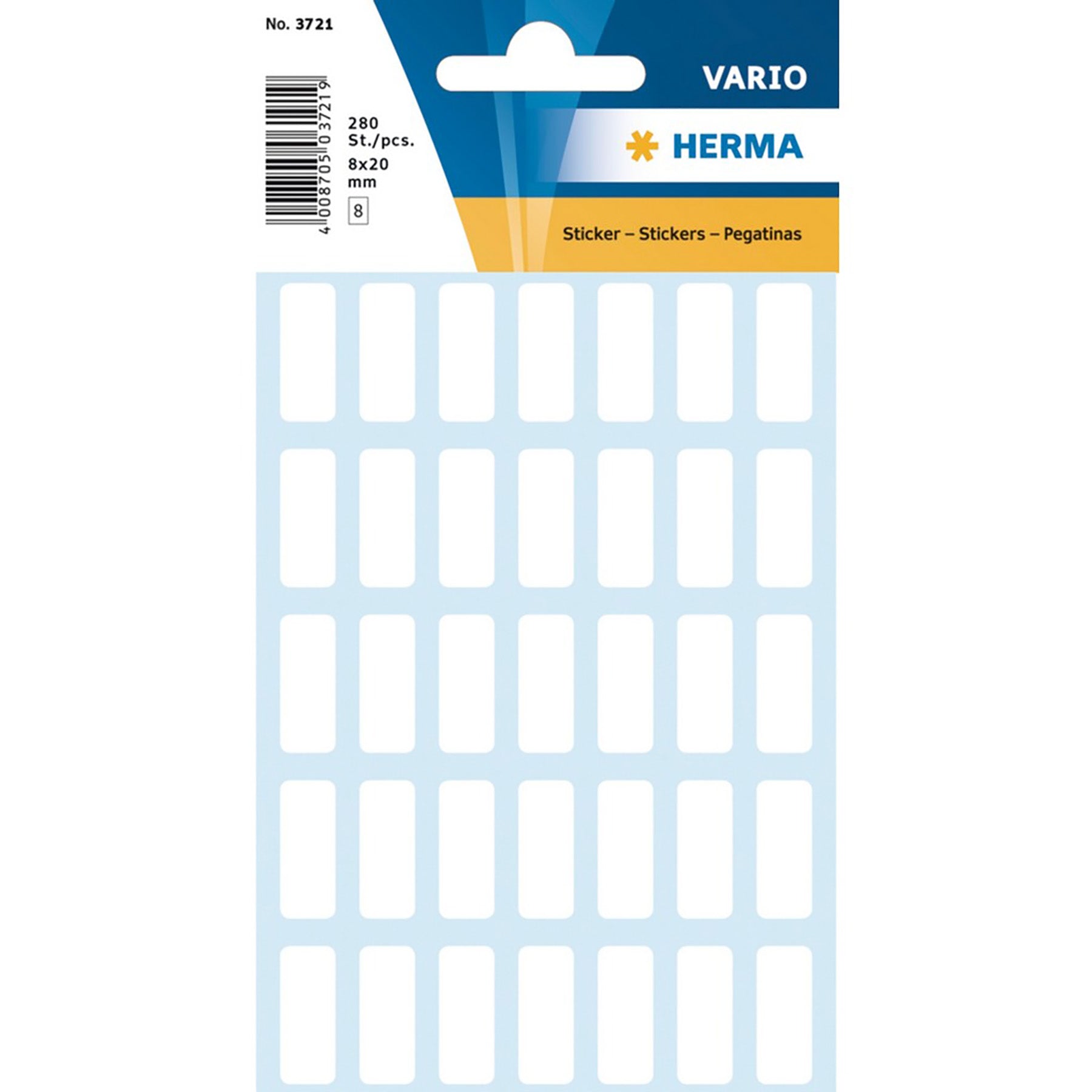 Herma Vario 8 Sheets Rectangular Labels White 0.3x0.8in each