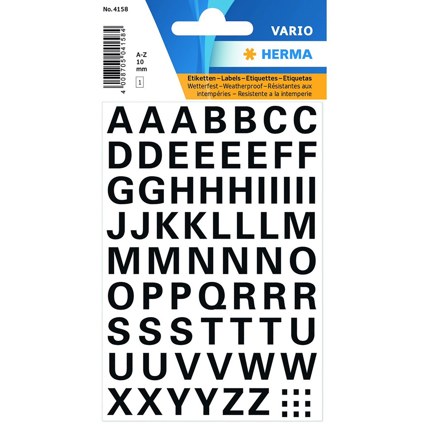 Herma Vario Letters Black A to Z  0.4in each