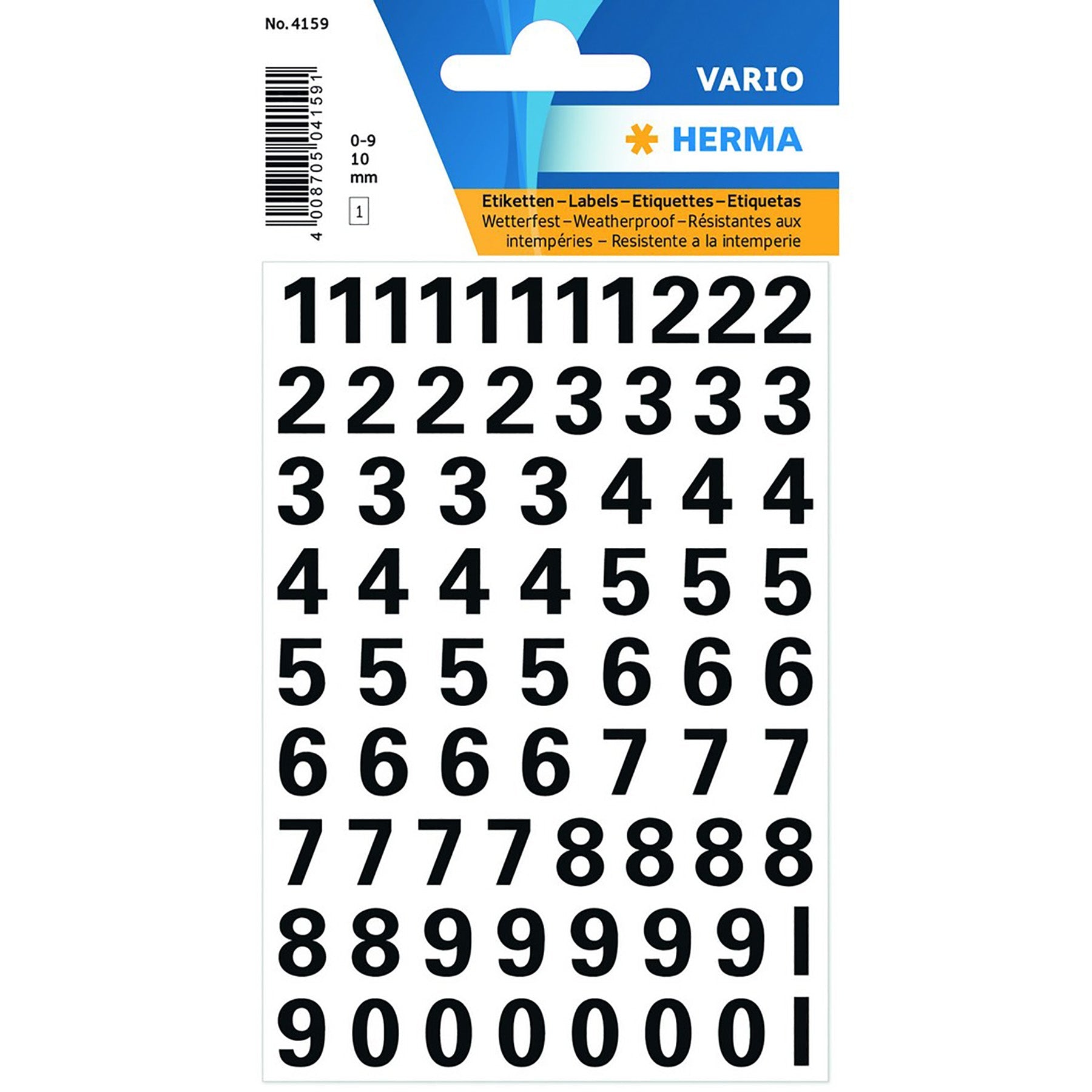 Herma Vario Numbers Black 0 to 9  0.4in each