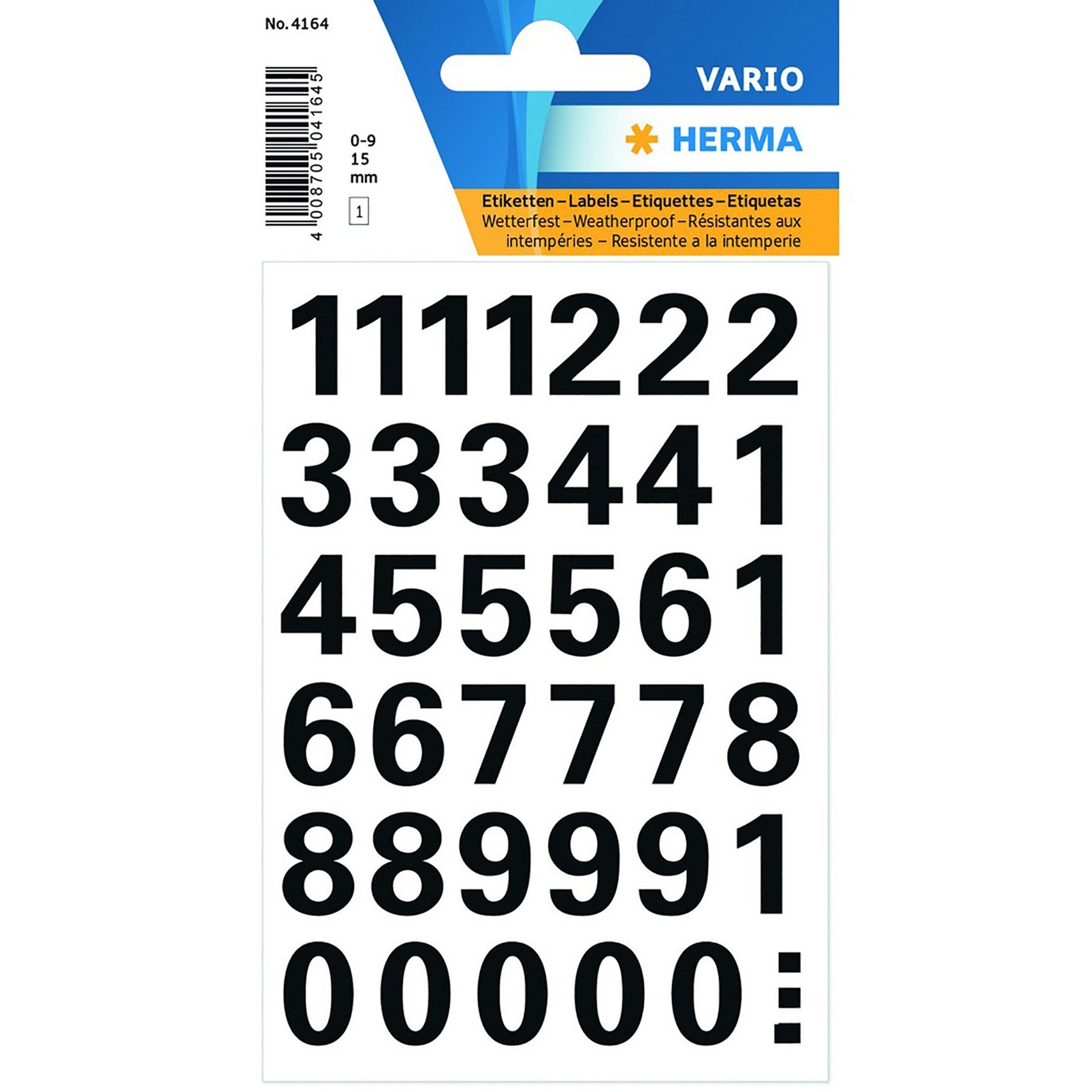 Herma Vario Numbers Black 0 to 9 0.6in each 