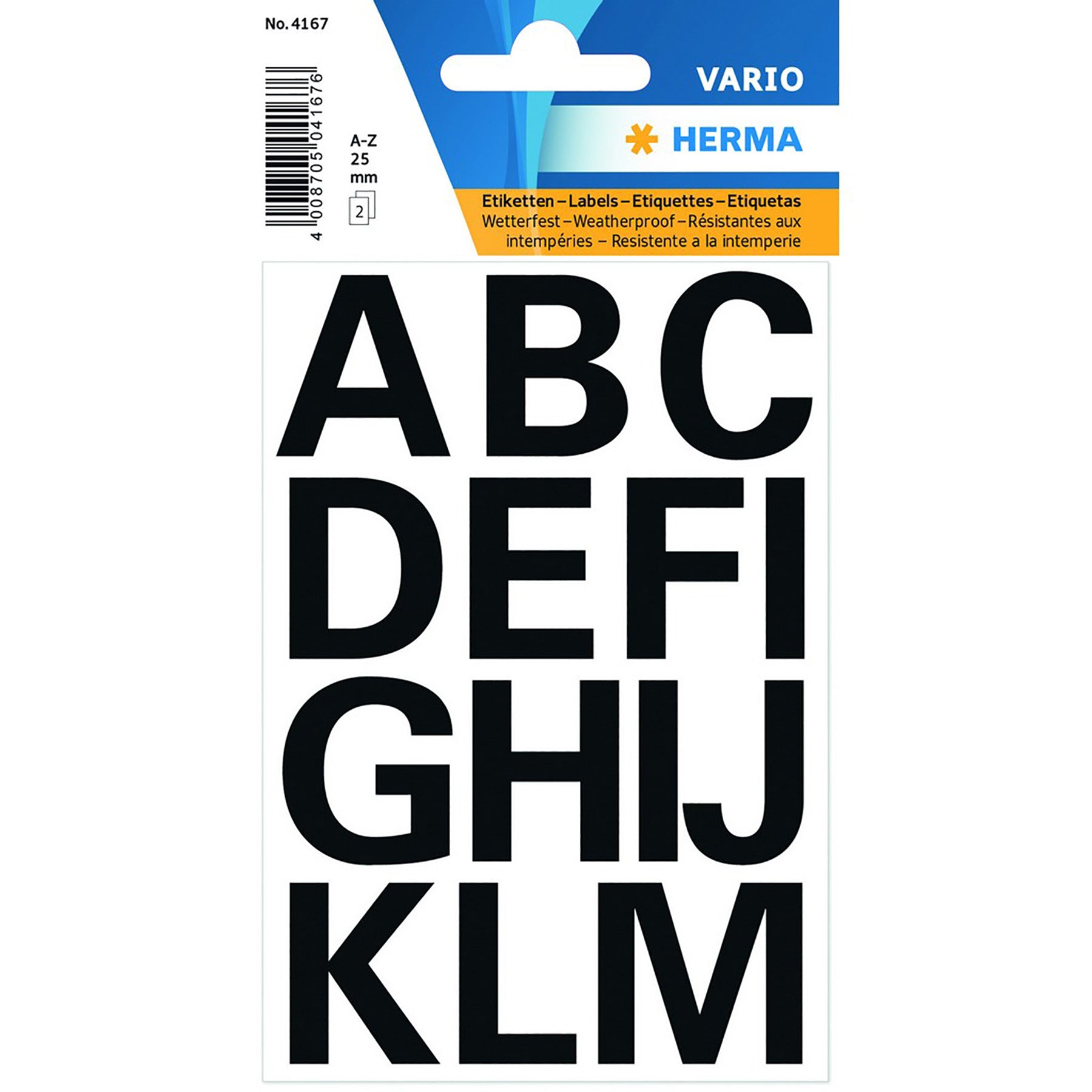 Herma Vario 2 Sheets Letters Black A to Z 0.98in each 