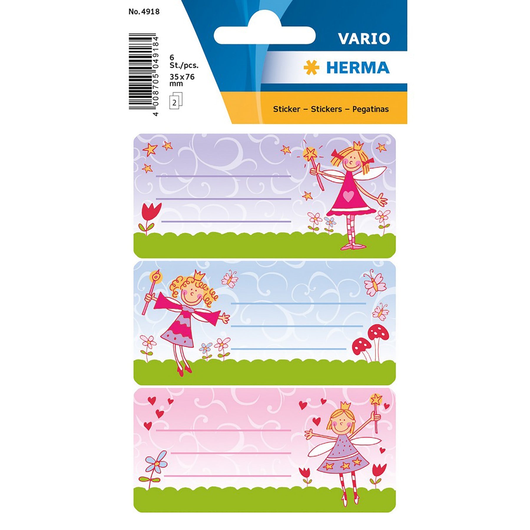 Herma Vario 2 Sheets School Labels Princess 3x1.37in each