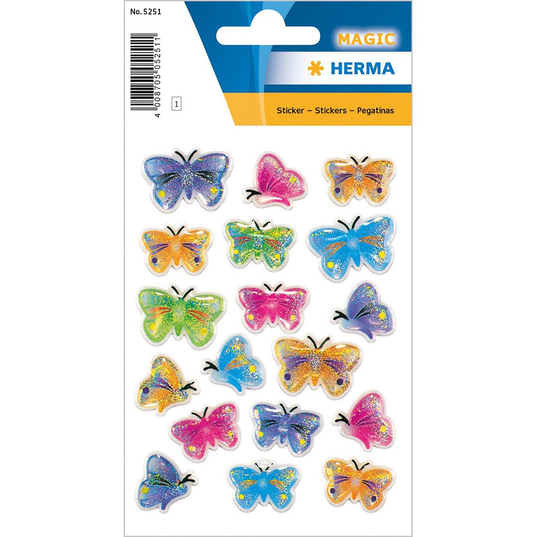 Herma Magic Stickers Butterflies 3D Crystal 4.75x3.1in Sheet