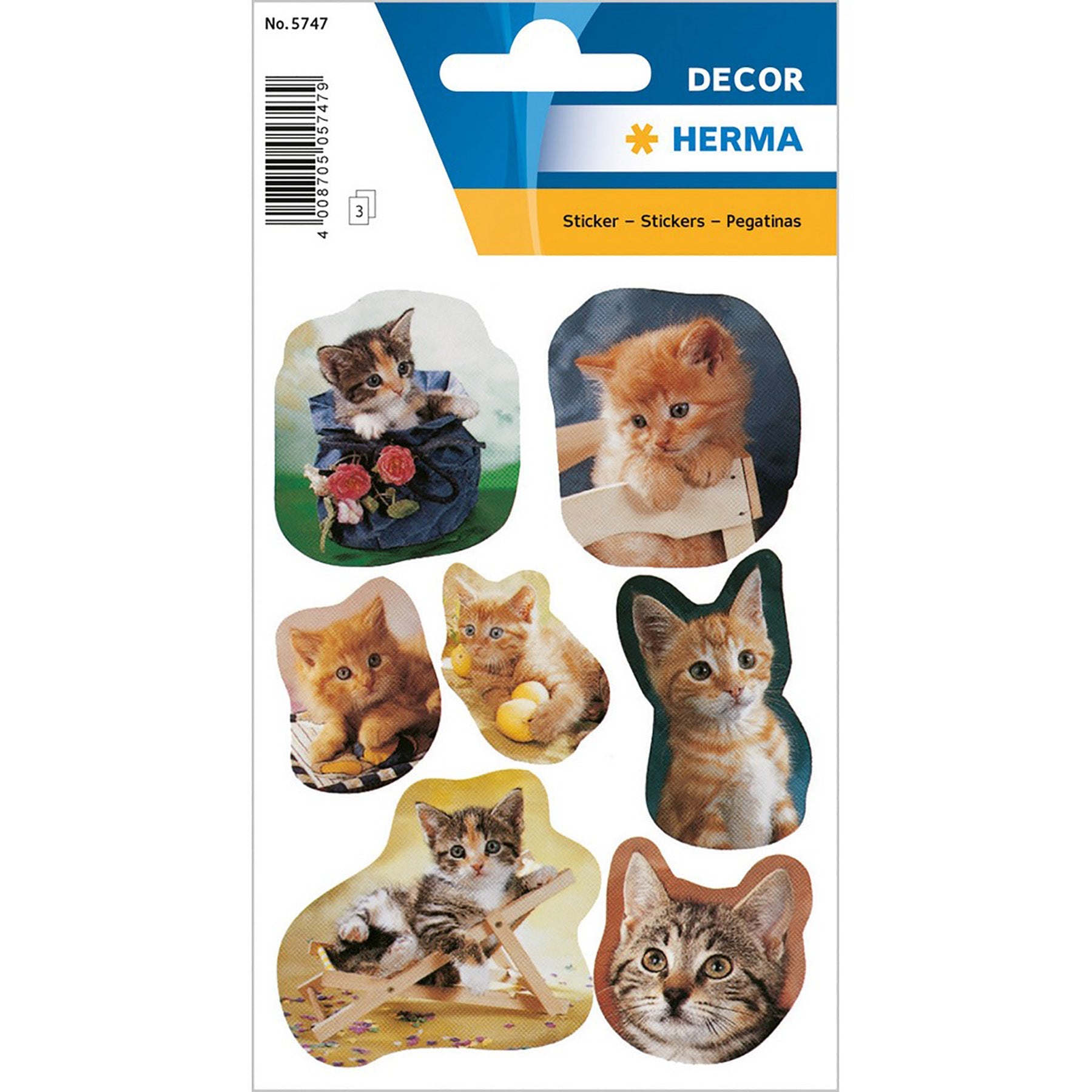 Herma Decor 3 Sheets Stickers Little Cats 4.75x3.1in Sheet 