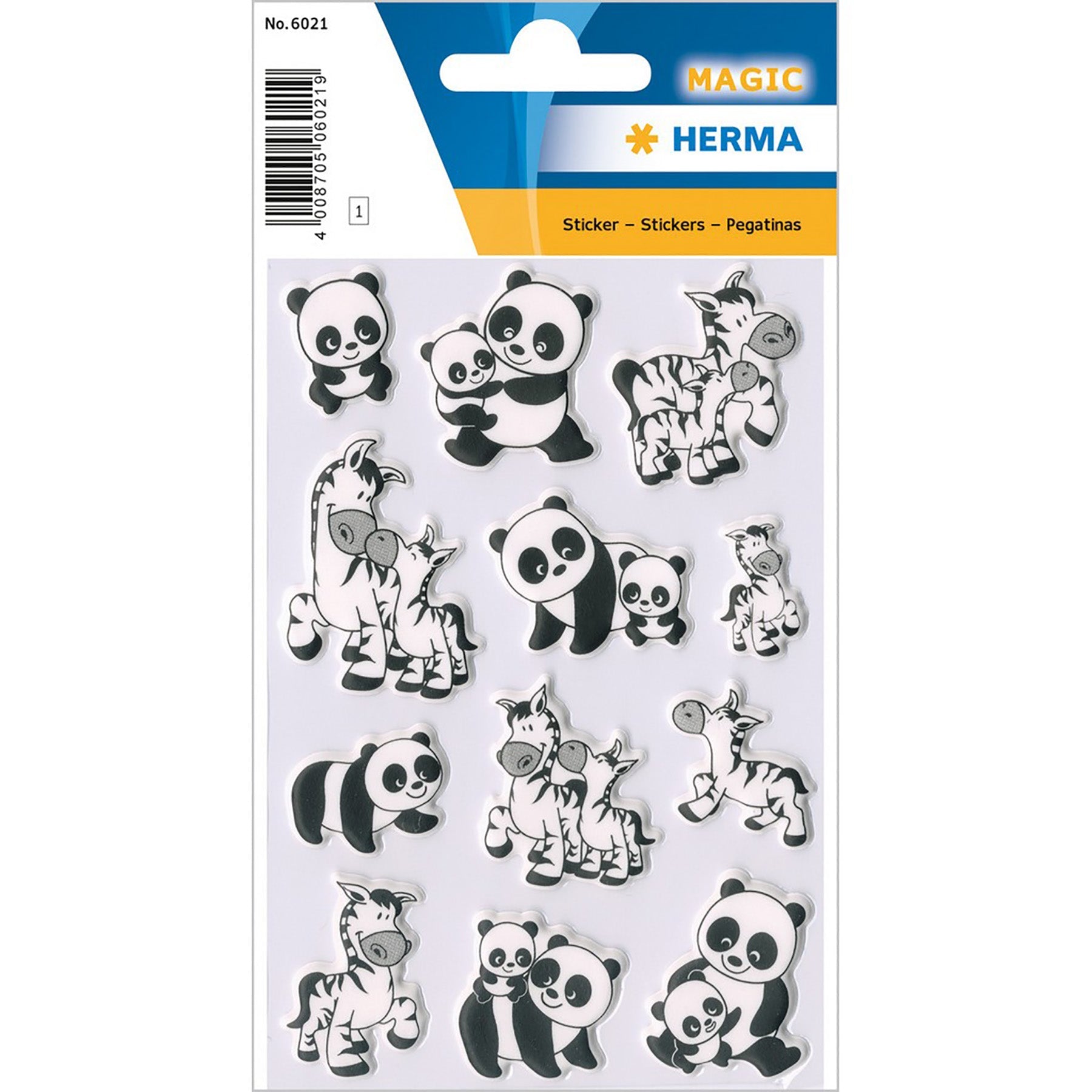 Herma Magic Stickers Panda and Zebra Families Foam 4.75x3.1in Sheet