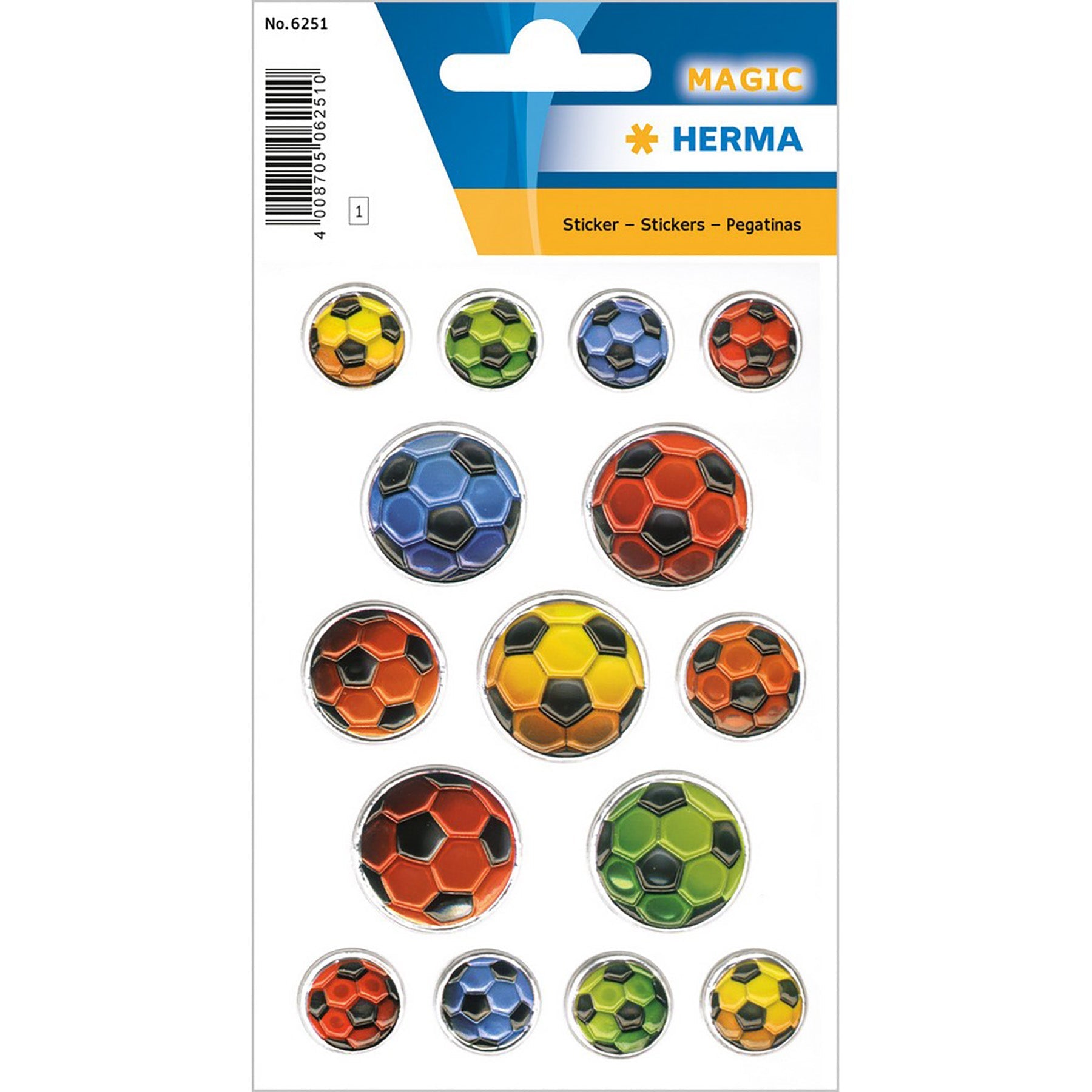 Herma Magic Stickers Colored Soccer Balls Embossed 4.75x3.1in Sheet