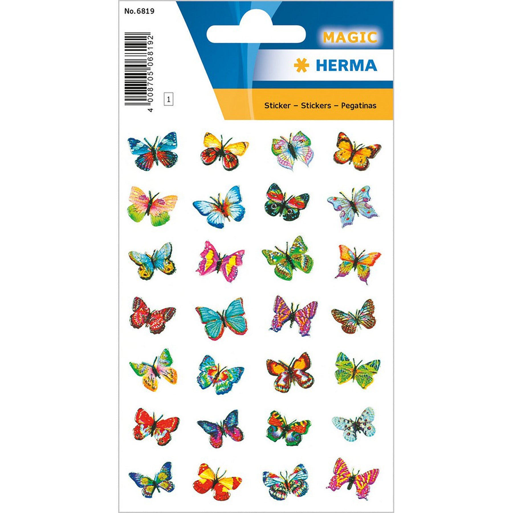 Herma Magic Stickers Butterflies Glittery Foil 4.75x3.1in Sheet