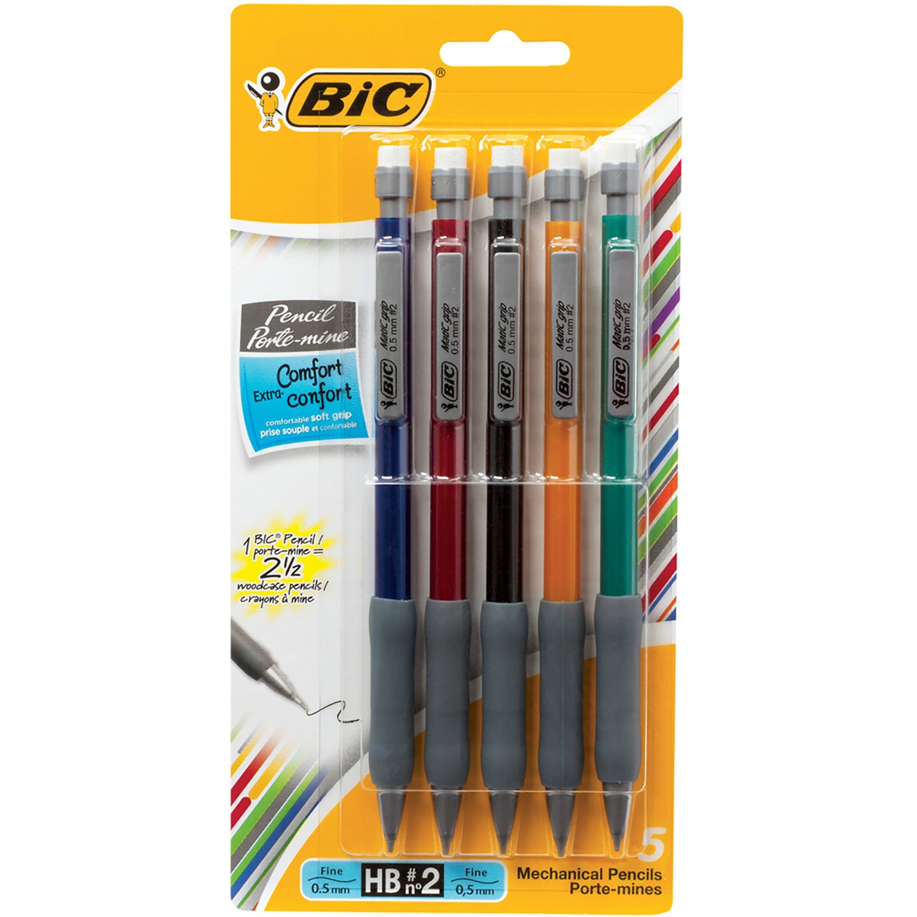 Bic 5 Mechanical Pencils HB2 0.5mm