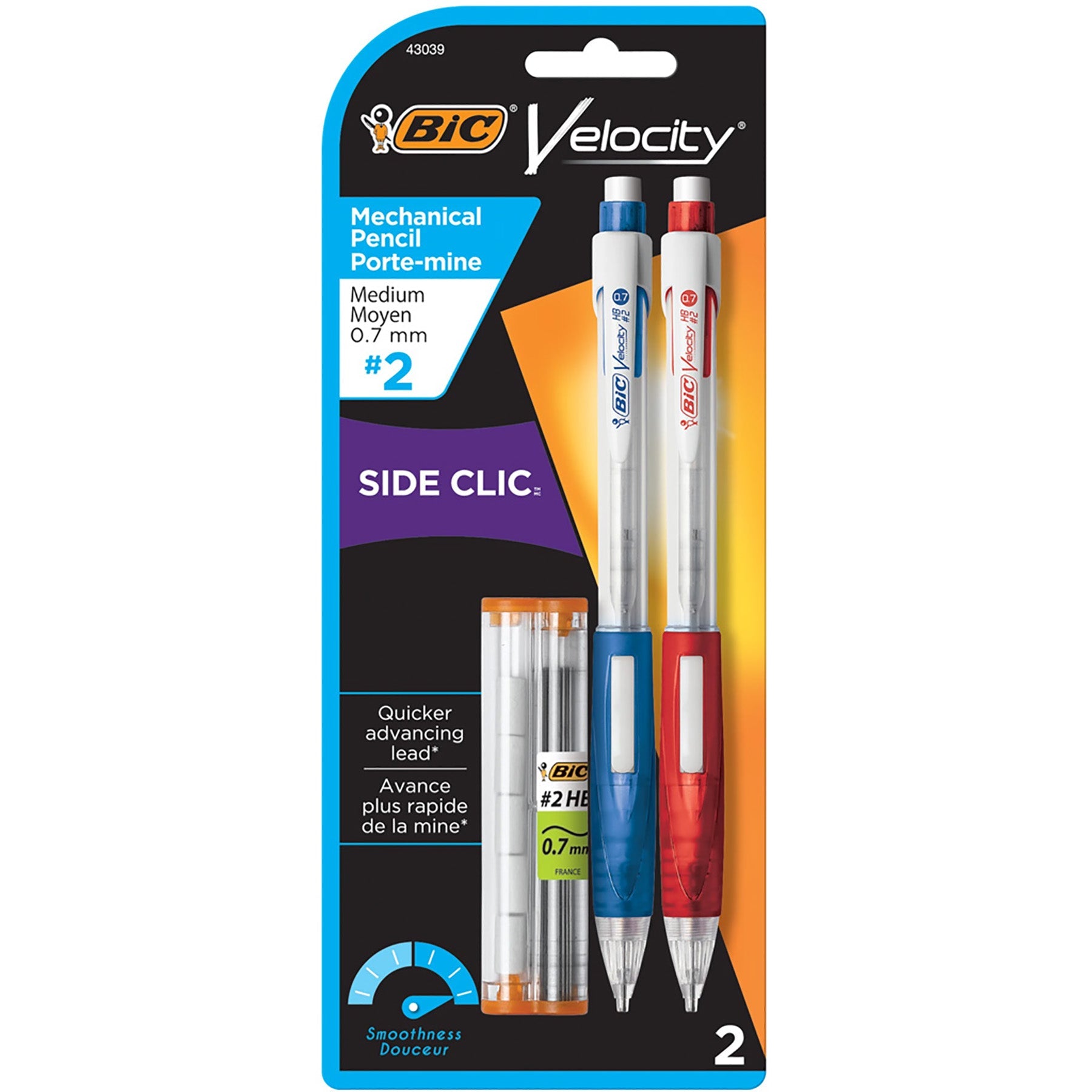 Bic Velocity 2 Mechanical Pencils Side-Click 0.7mm