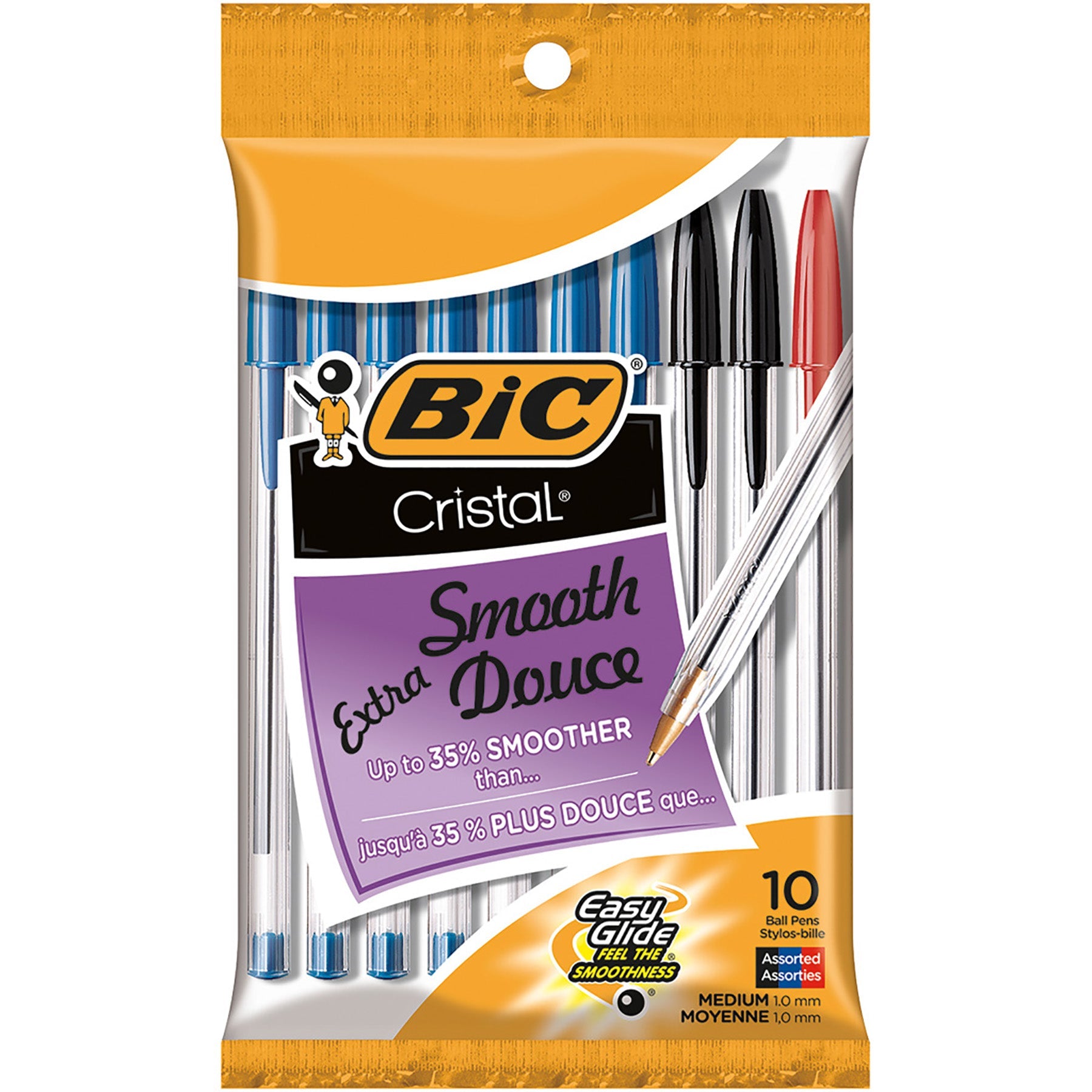 Bic Cristal 10 Ball Pens Assorted Ink 1.0mm