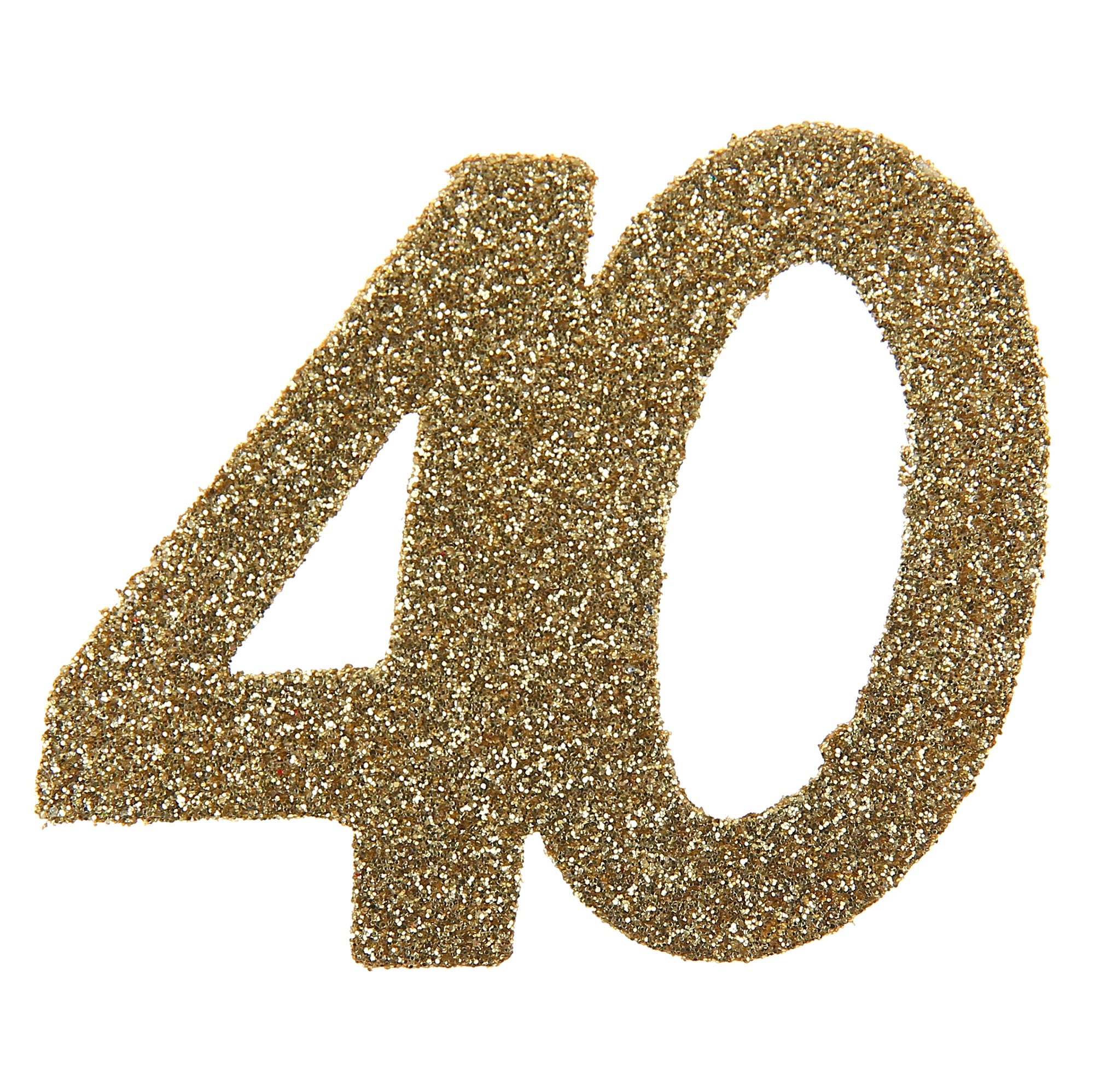 Age 40 6 Small Decorations Gold Glitter 2.4x2.4in