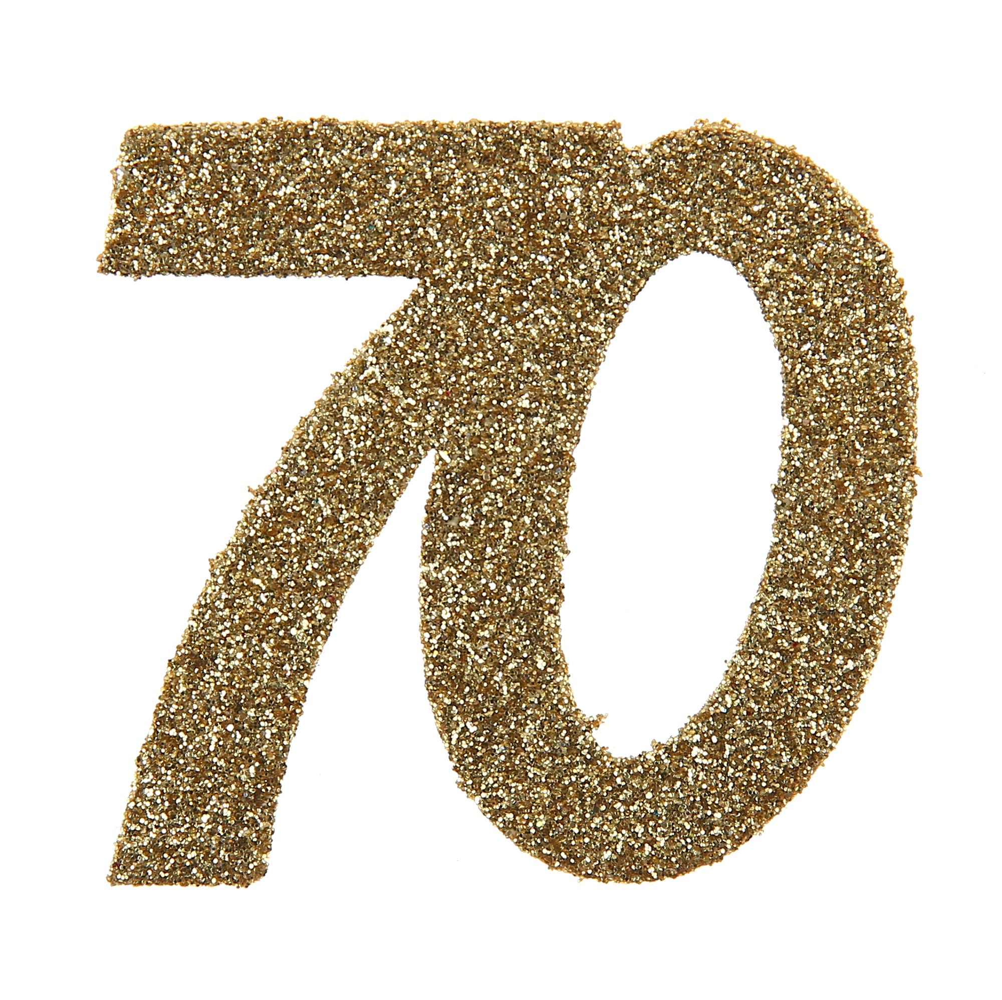 Age 70 6 Small Decorations Gold Glitter 2.4x2.4in