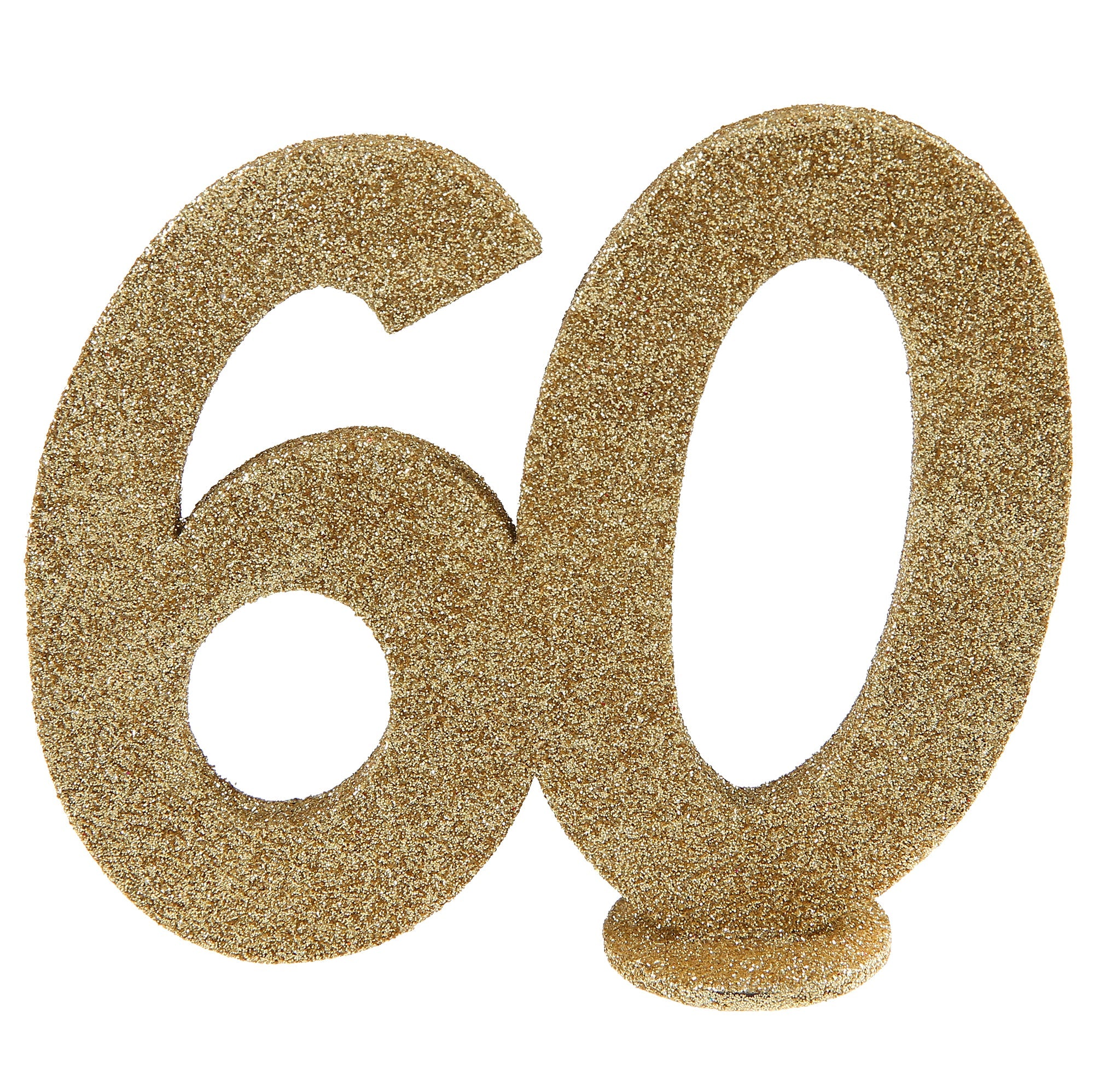 Age 60 Numeral Birthday Decoration Gold Glitter 4.3x4in