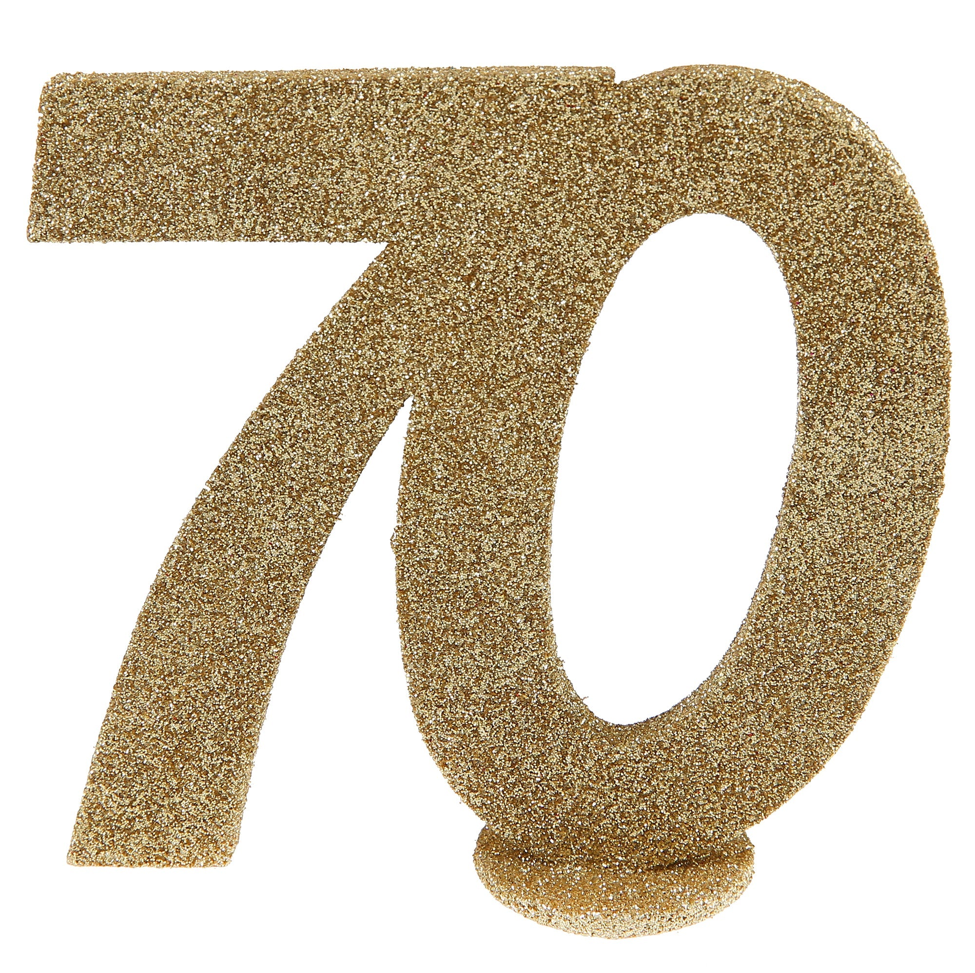 Age 70 Numeral Birthday Decoration Gold Glitter 4.3x4in