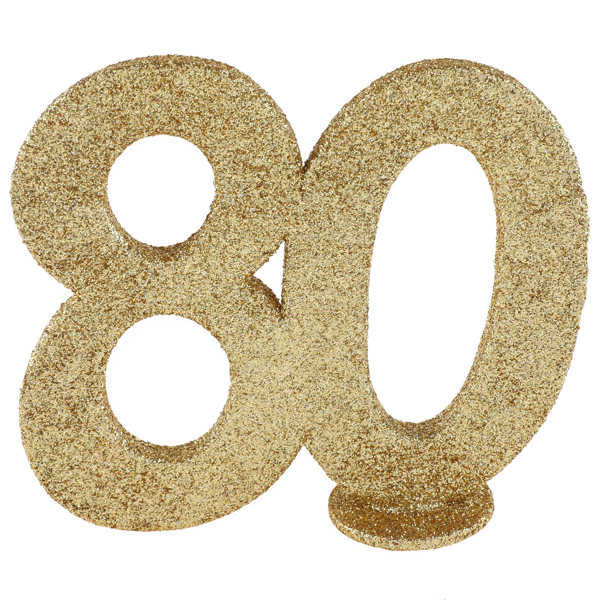 Age 80 Numeral Birthday Decoration Gold Glitter 4.3x4in