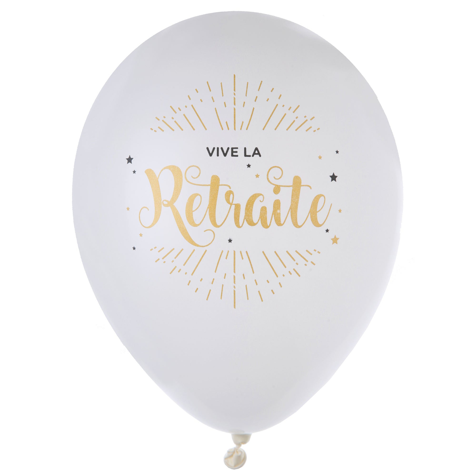 Vive La Retraite 8 White Printed Latex Balloons 9in