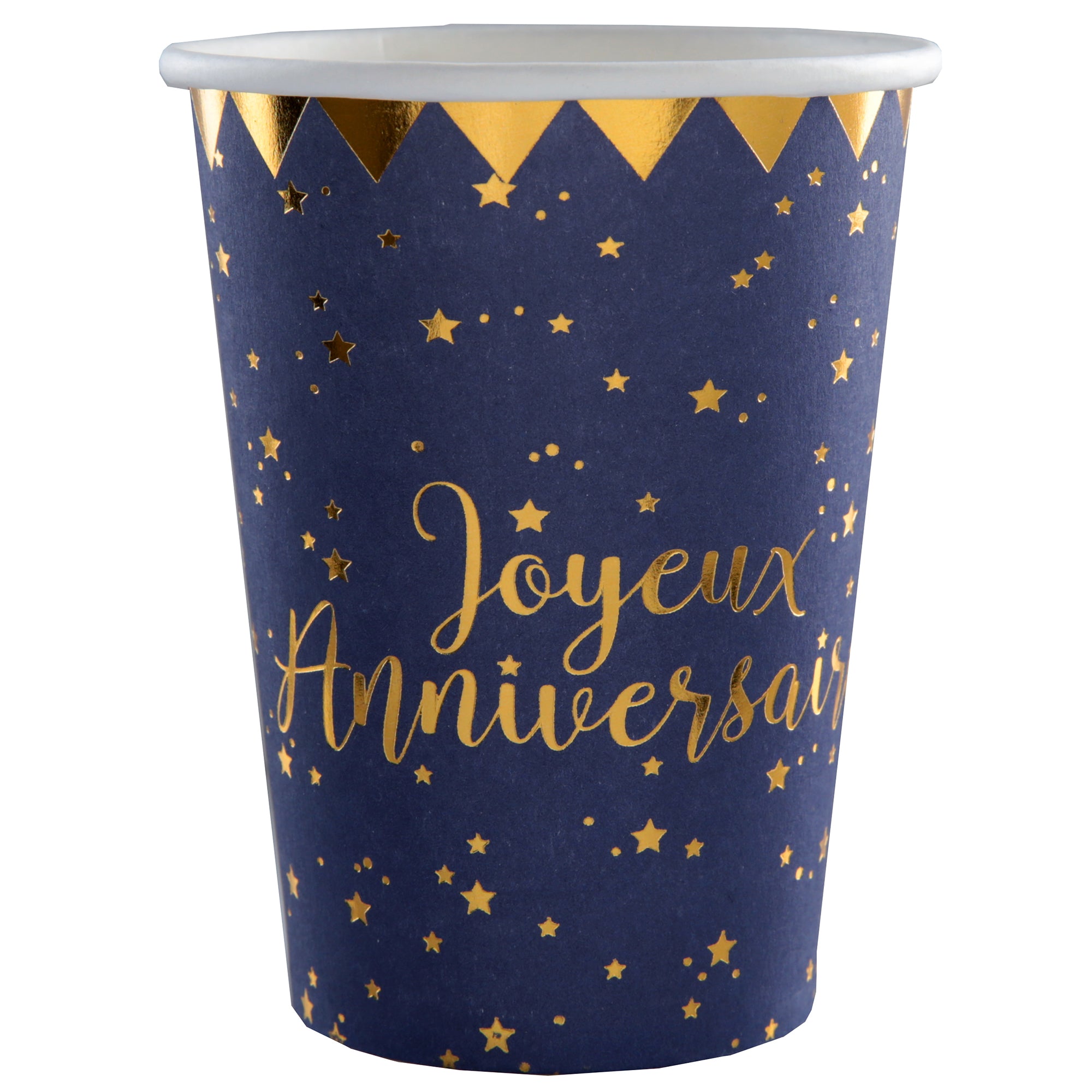 Joyeux Anniversaire 10 Paper Cups Blue 9oz
