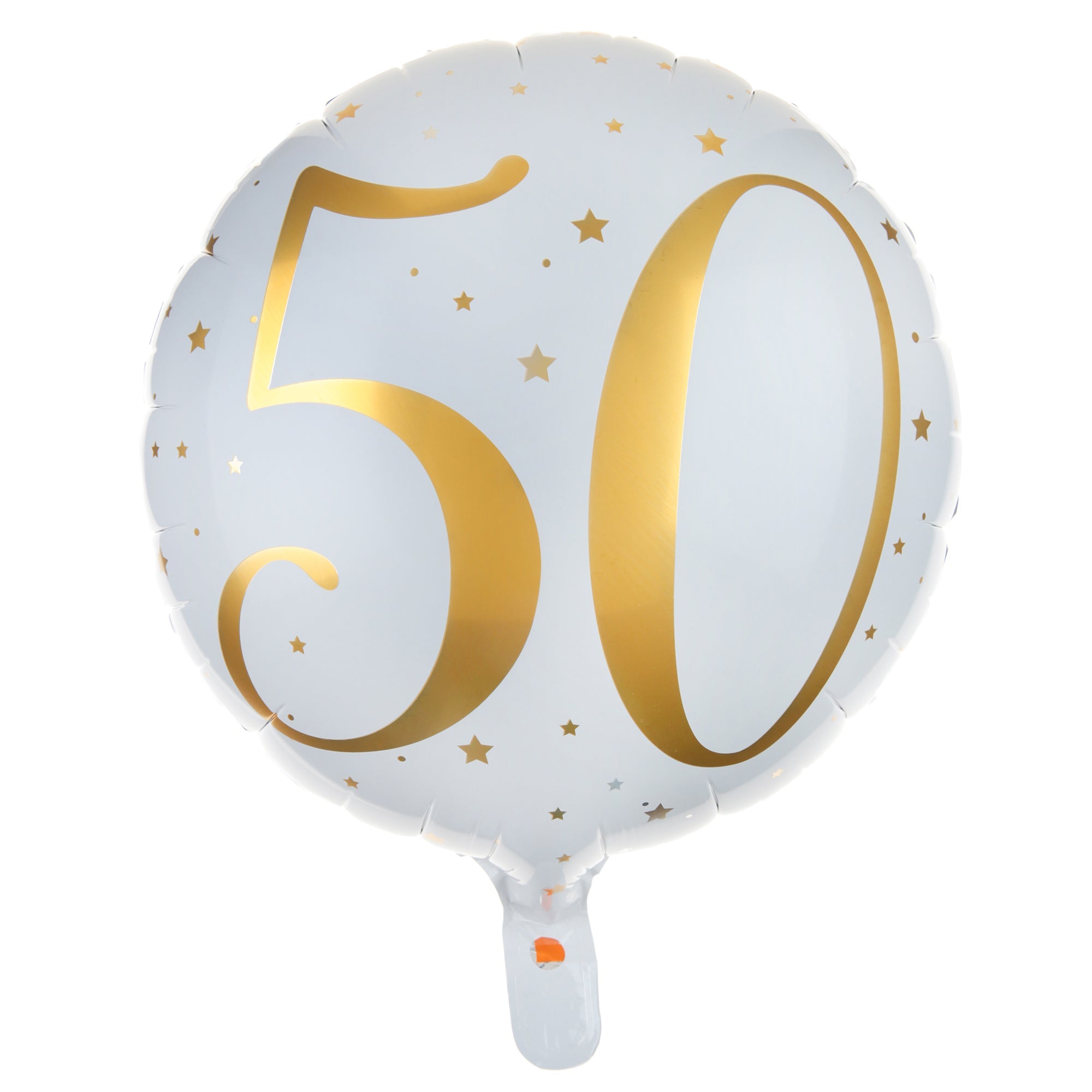 Age 50 Foil Balloon White and Gold 18in