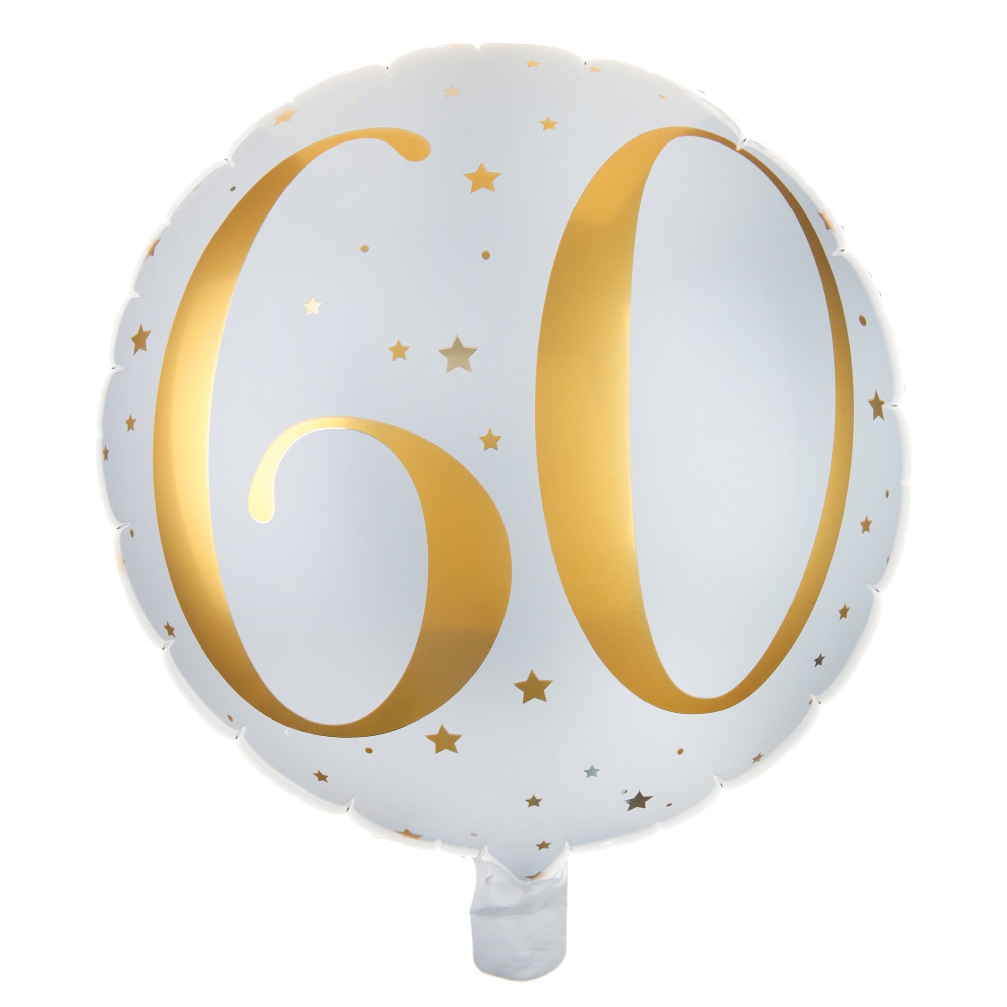 Age 60 Foil Balloon White and Gold 18in