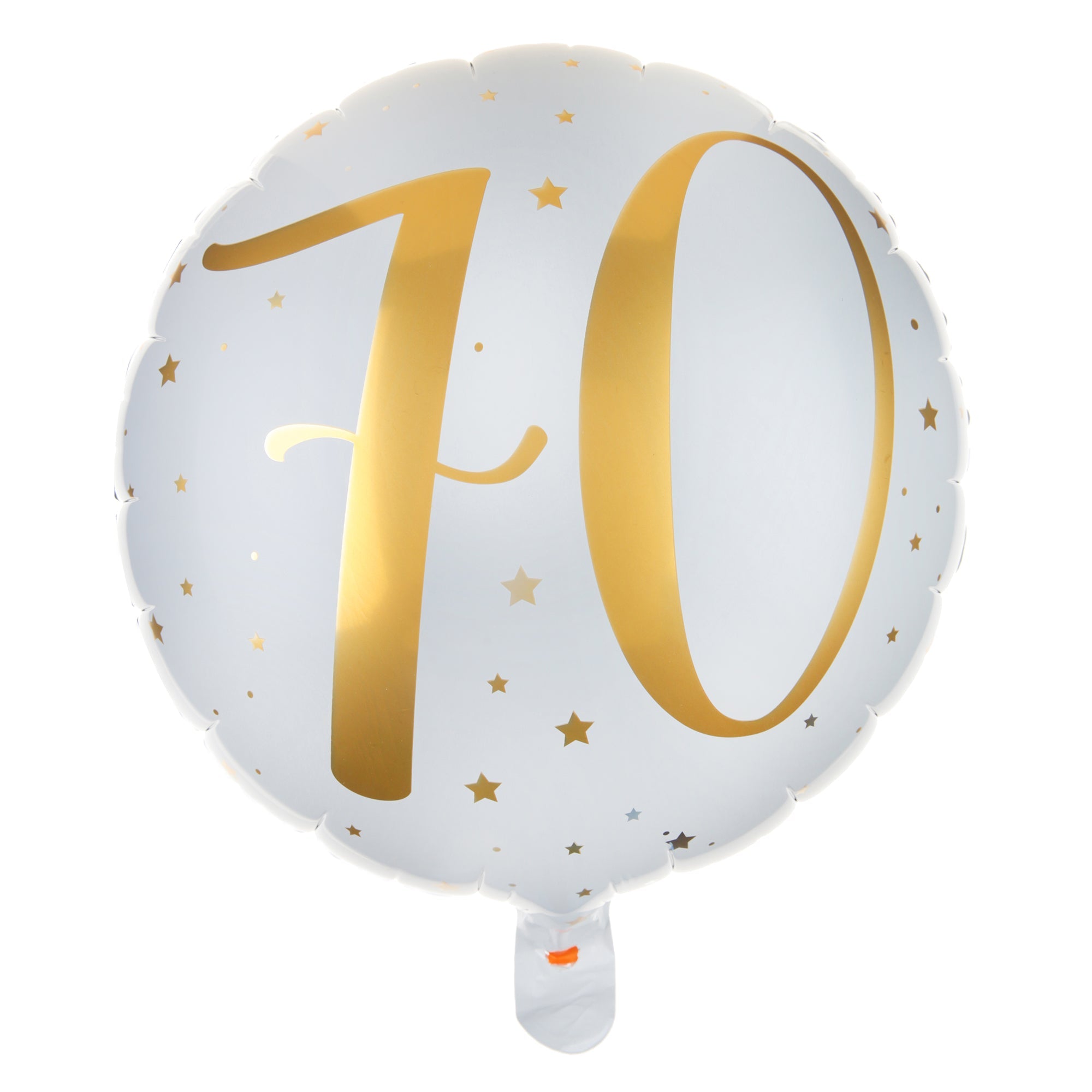 Age 70 Foil Balloon White and Gold 18in