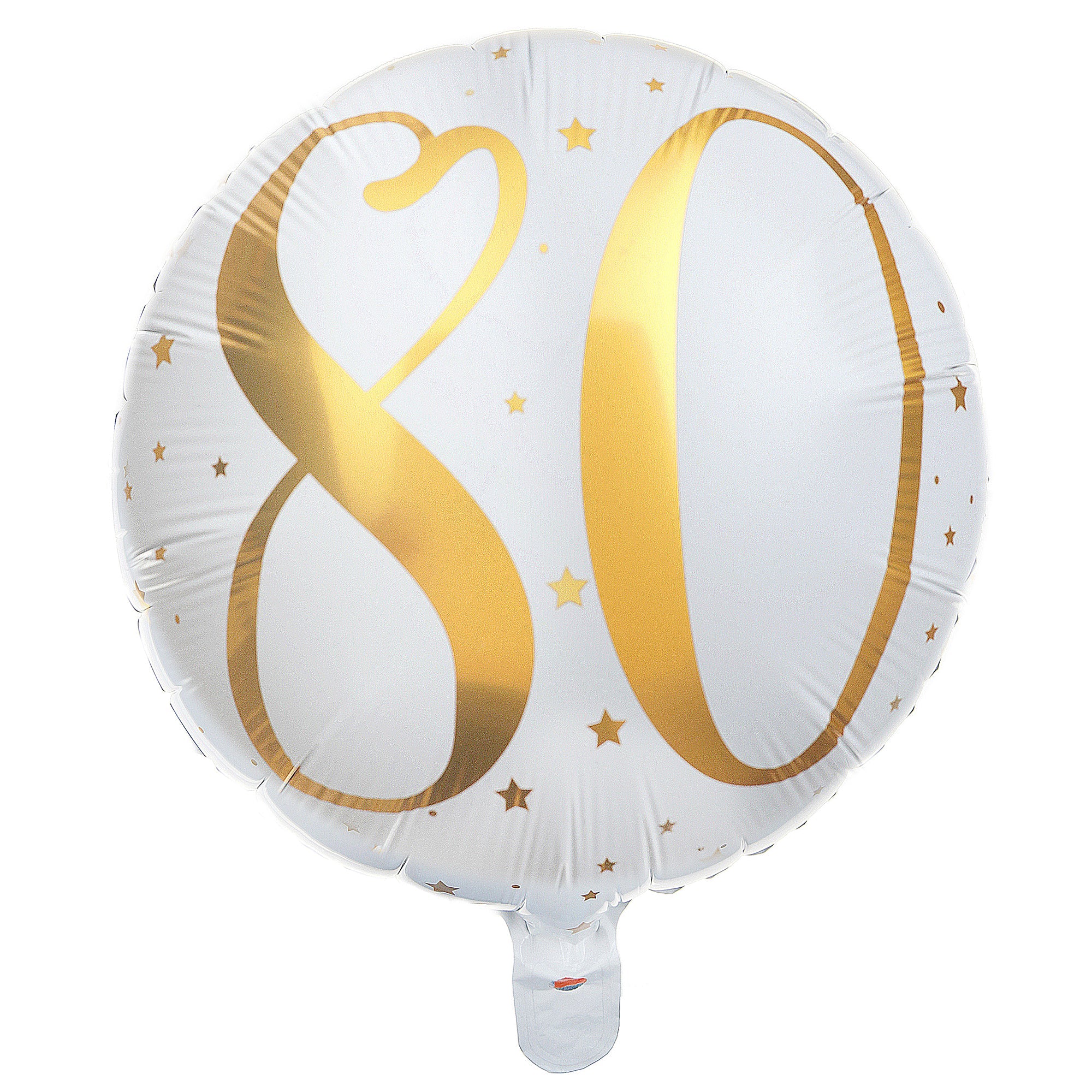 Age 80 Foil Balloon White and Gold 18in