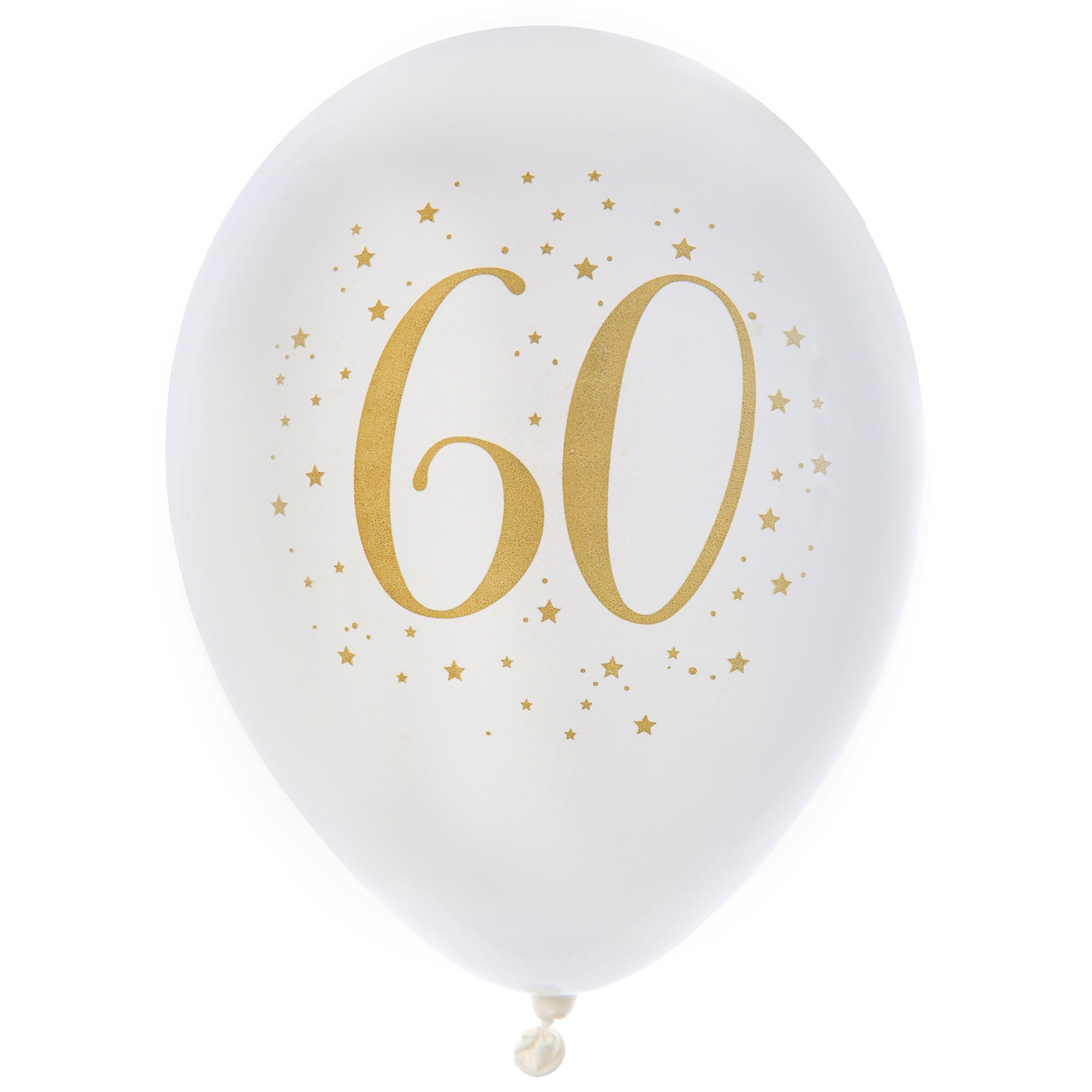 Age 60 8 Printed Latex Balloons White and Gold 9in