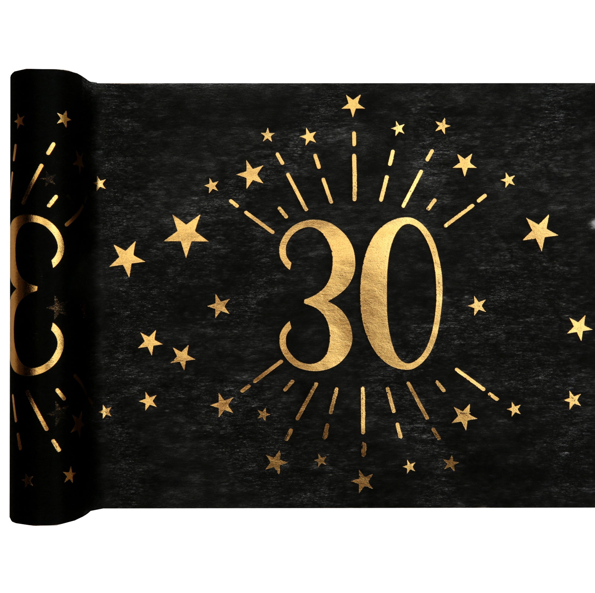 Sparkling Age 30 Table Runner Black and Gold 12x195in