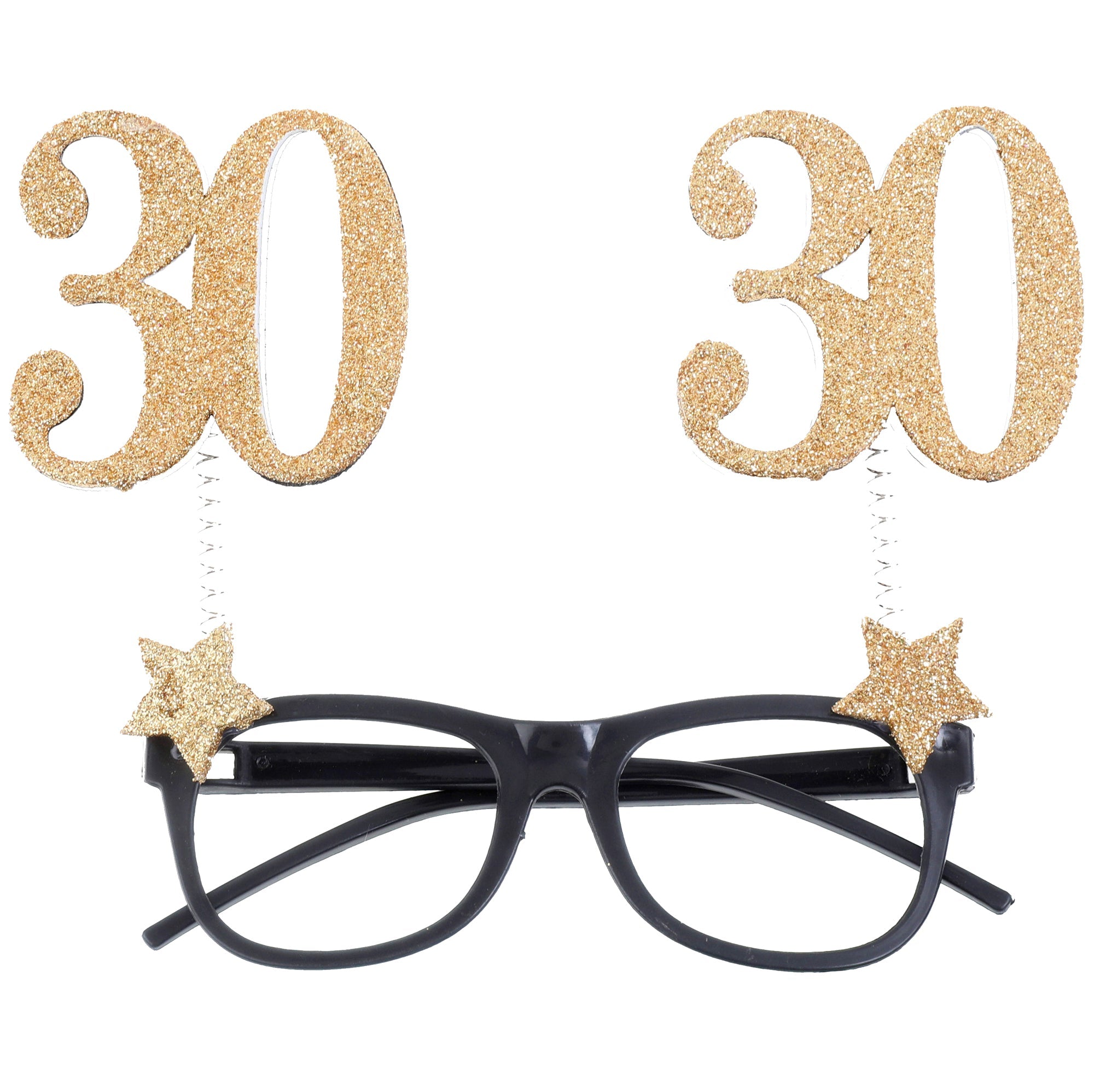 Age 30 Glasses Black and Gold 6x6.3in