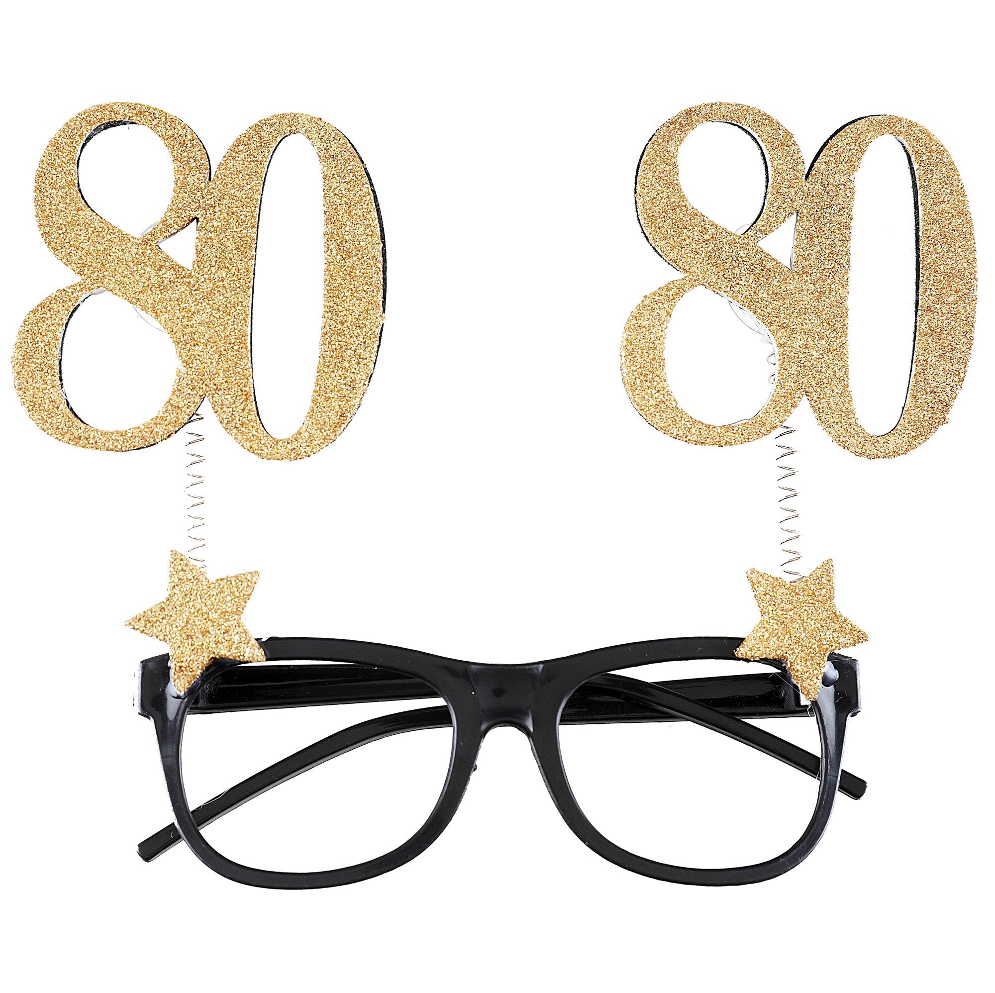 Age 80 Glasses Black and Gold 6x6.3in