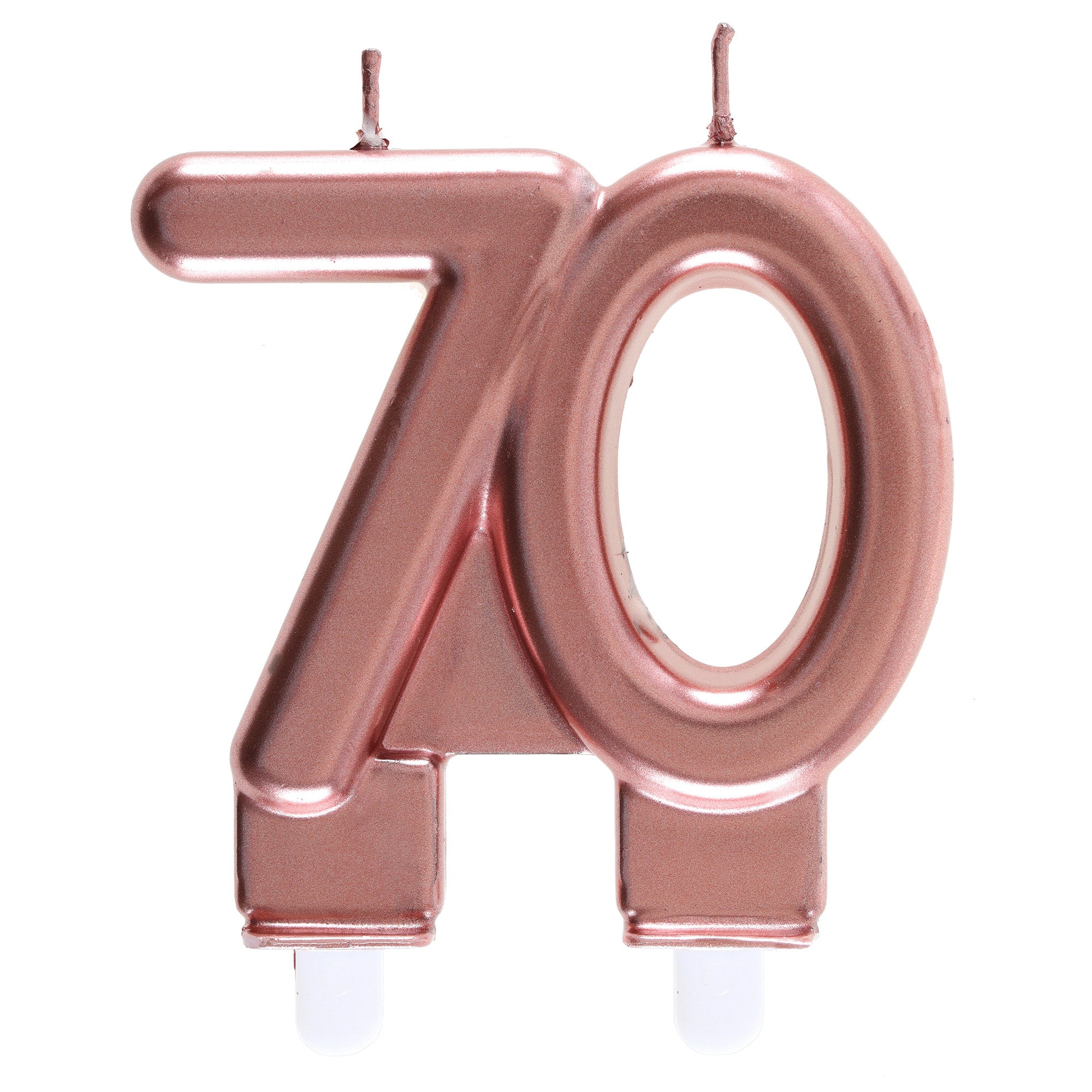 Age 70 Birthday Candle Rose Gold 3x3.5in