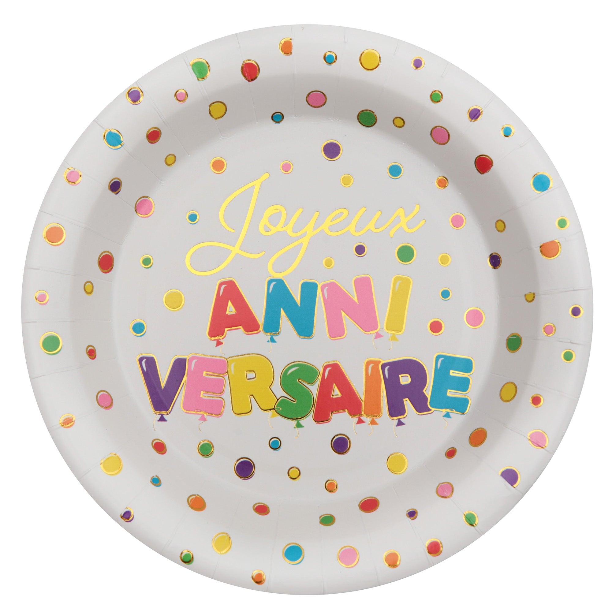 Balloon Anniversary 10 Round Paper Plates Multicolored 9in