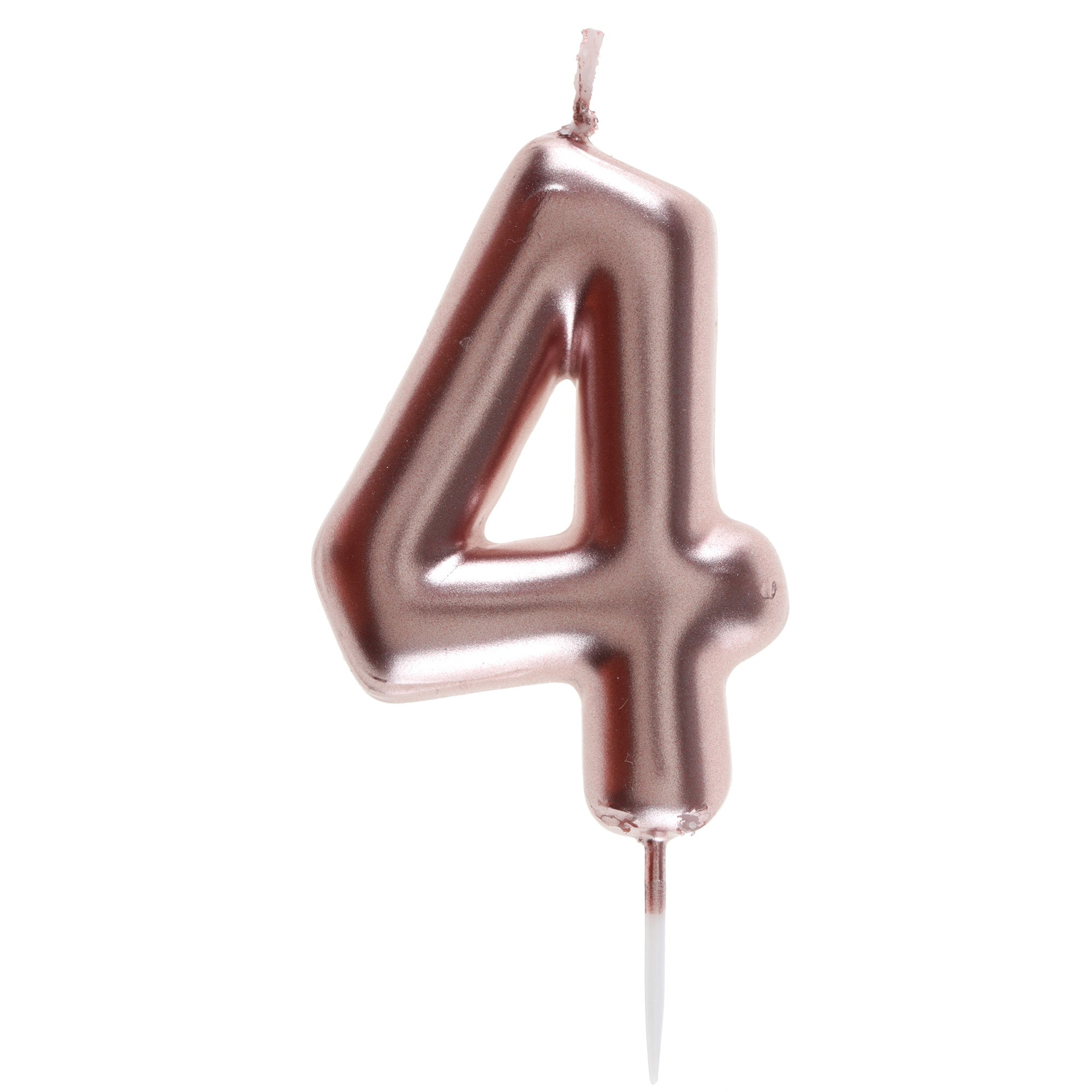 Number 4 Birthday Candle Rose Gold 1.6x3.5in