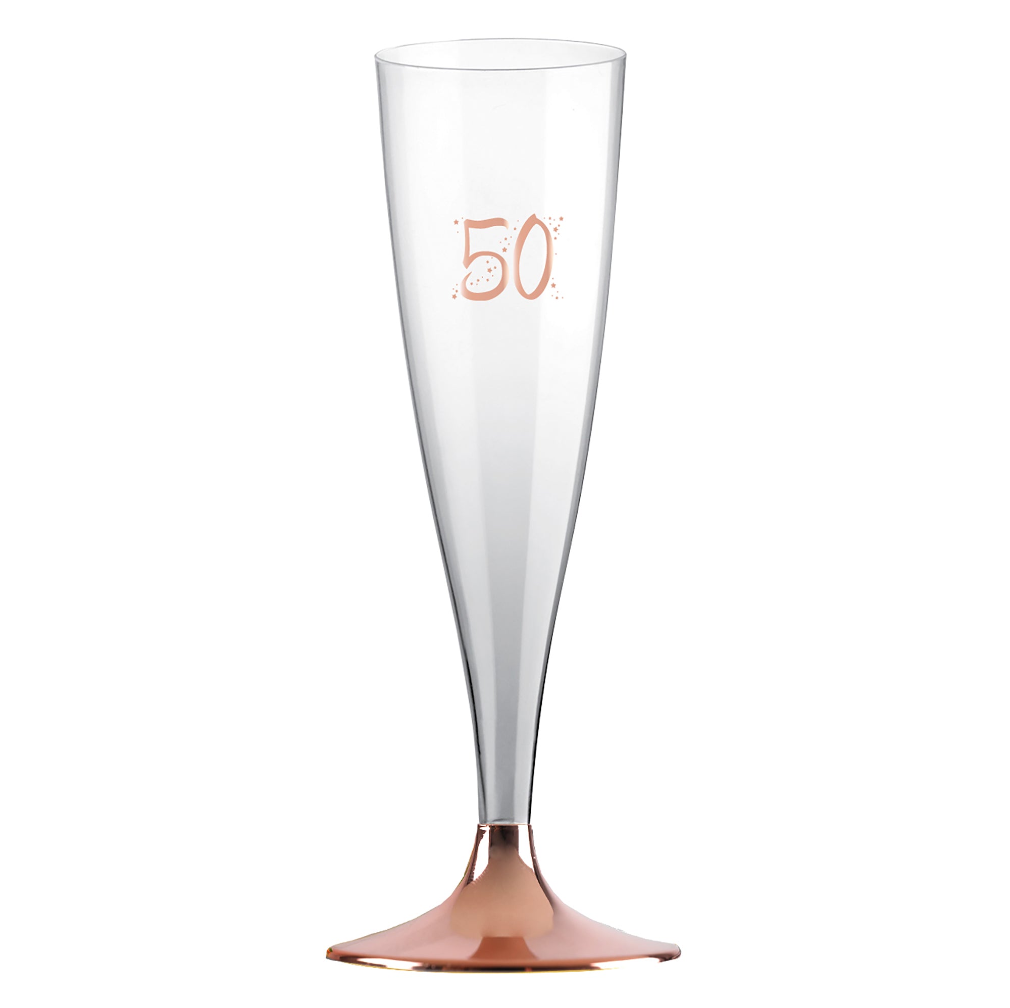 Age 50 6 Champagne Plastic Glasses Rose Gold 4.8oz