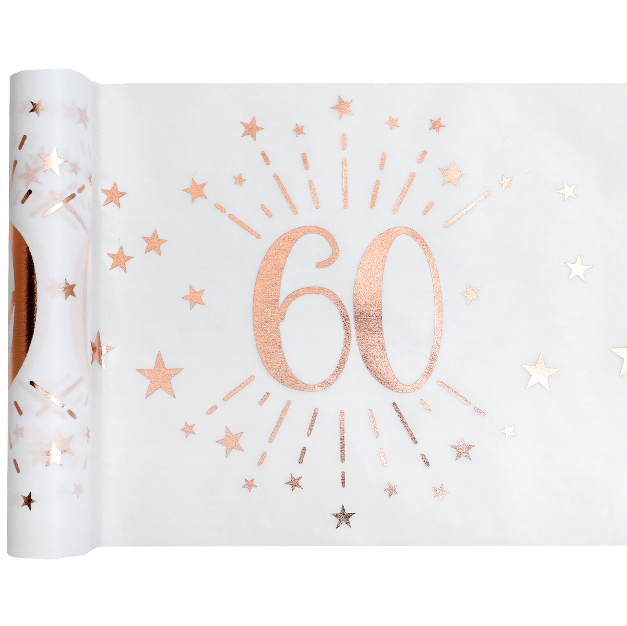 Sparkling Age 60 Table Runner Rose Gold 12x195in