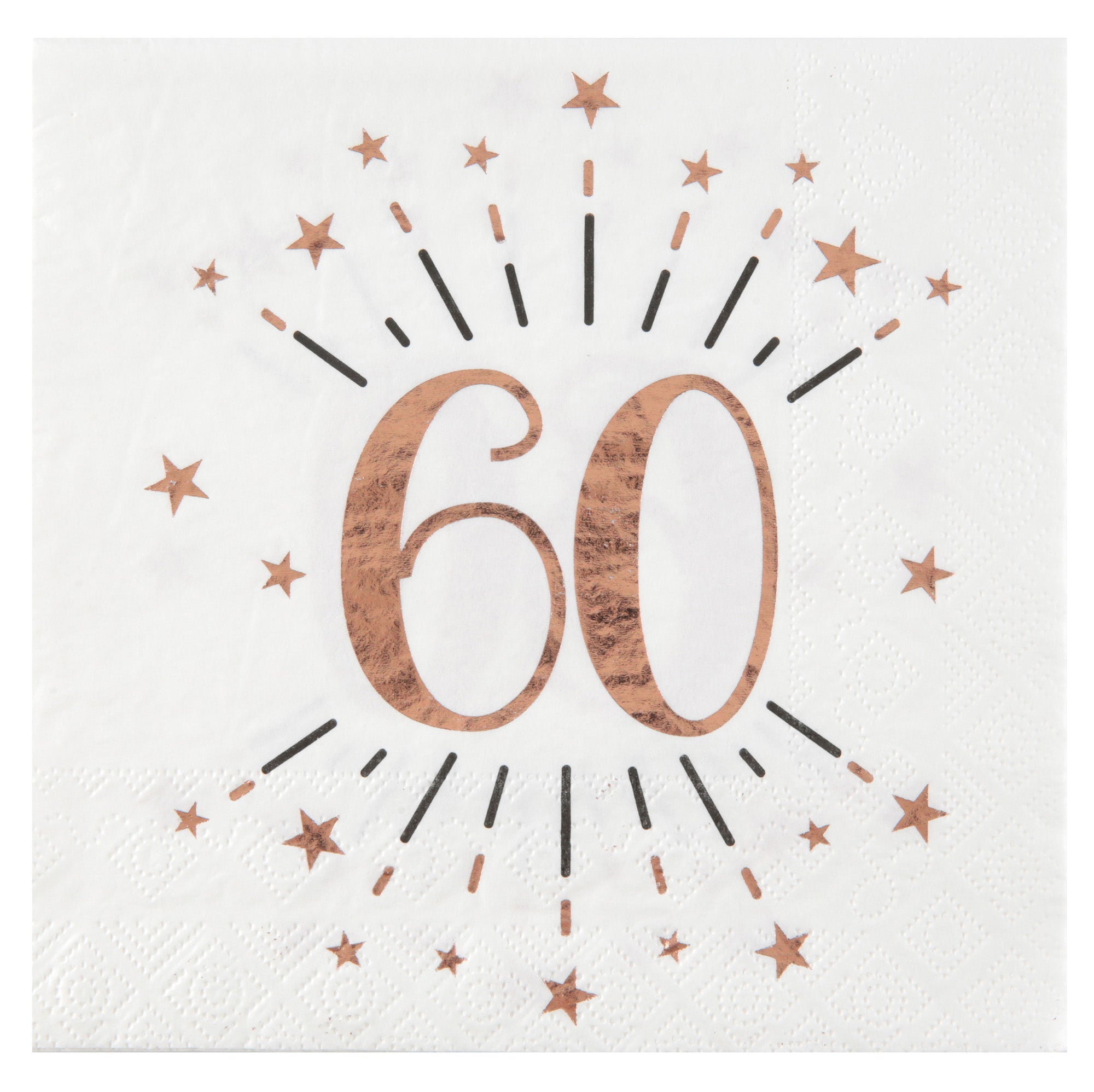 Sparkling Age 60 10 Luncheon Napkins Rose Gold 13x13in