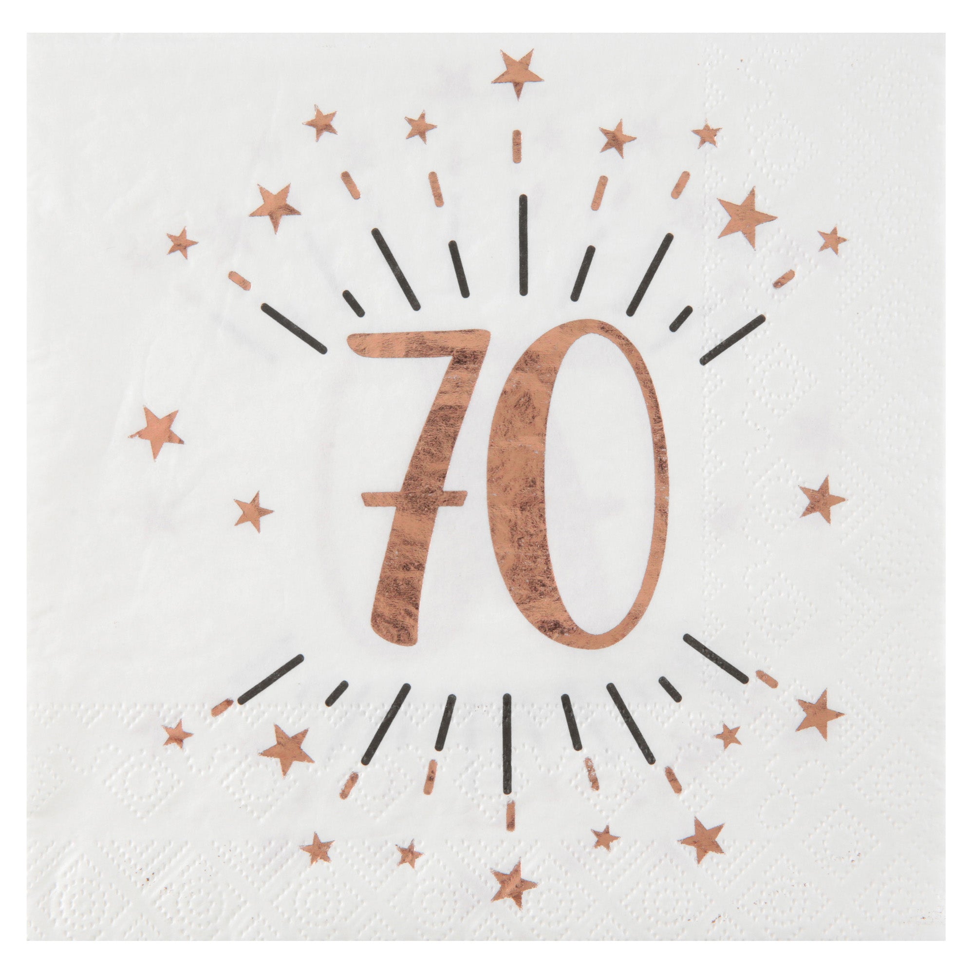 Sparkling Age 70 10 Luncheon Napkins Rose Gold 13x13in