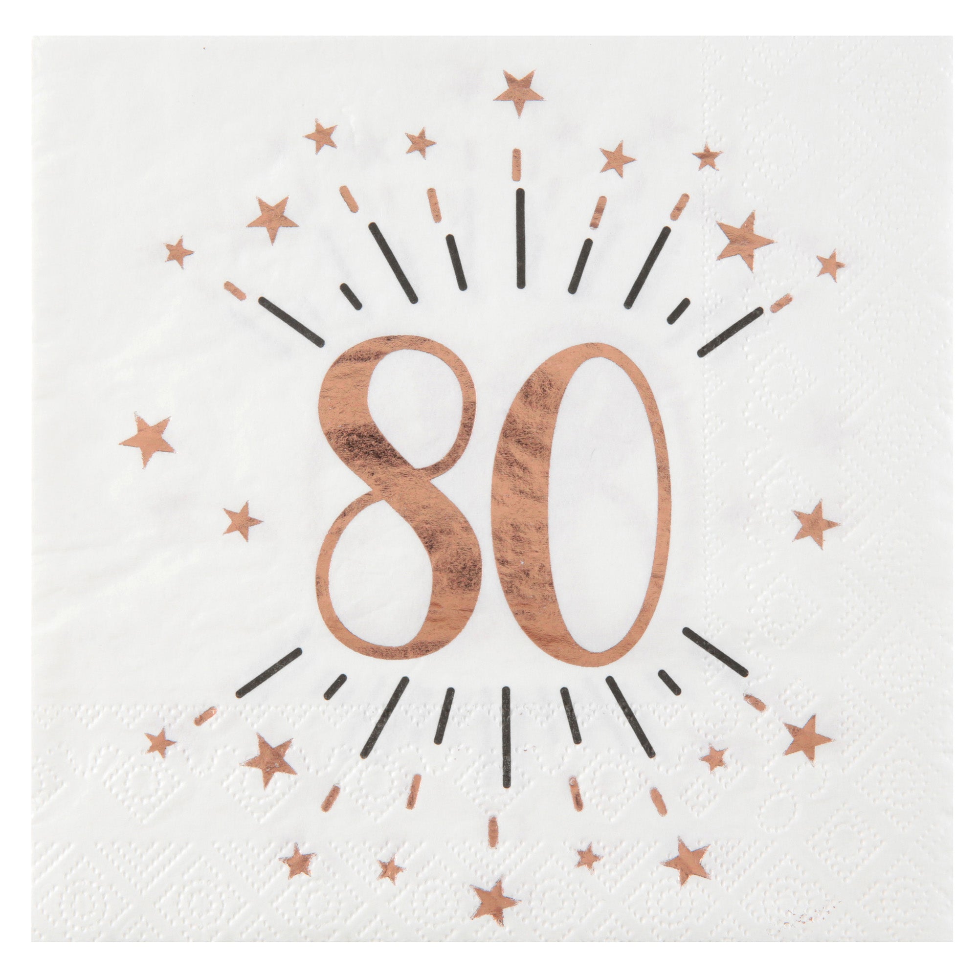 Sparkling Age 80 10 Luncheon Napkins Rose Gold 13x13in