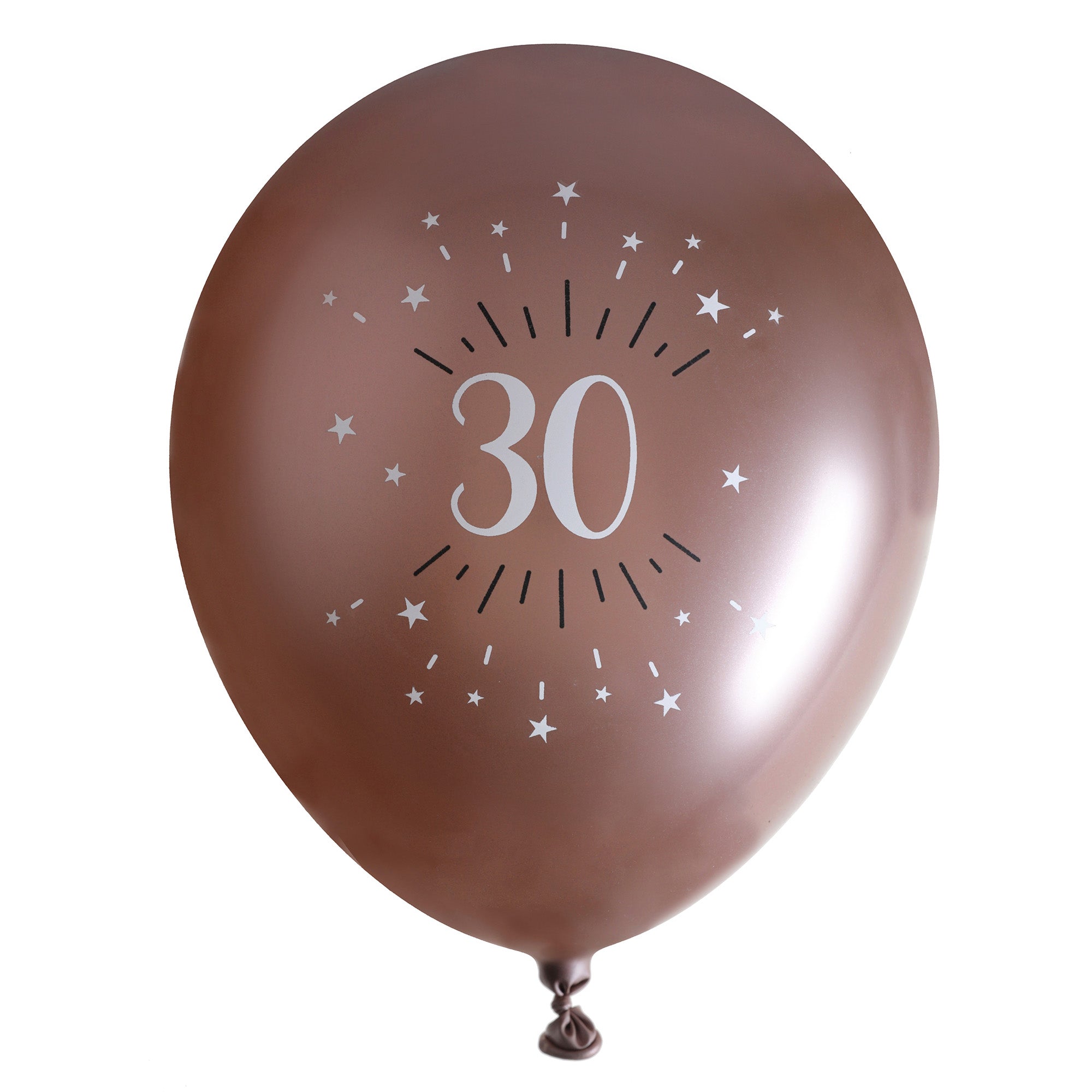 Sparkling Age 30 6 Printed Latex Balloons Rose Gold 12in